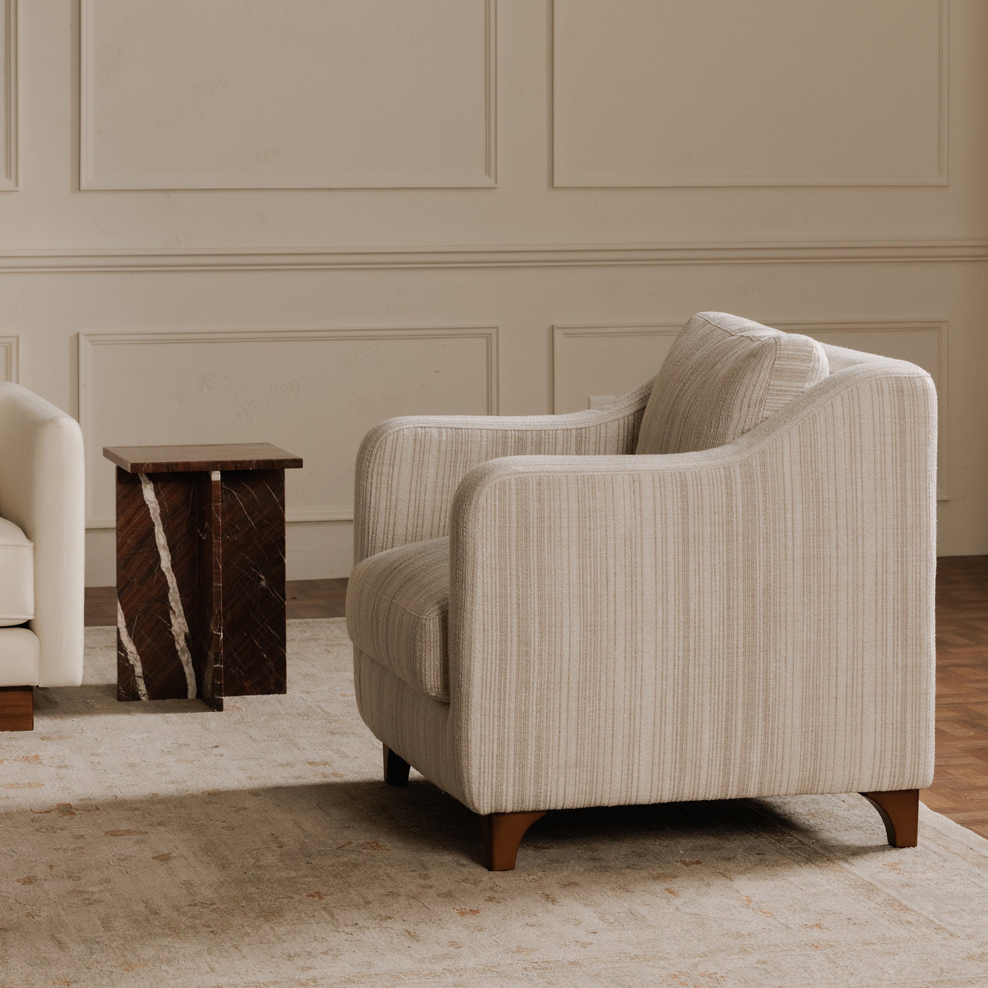 Hewitt Accent Chair Beige Stripe