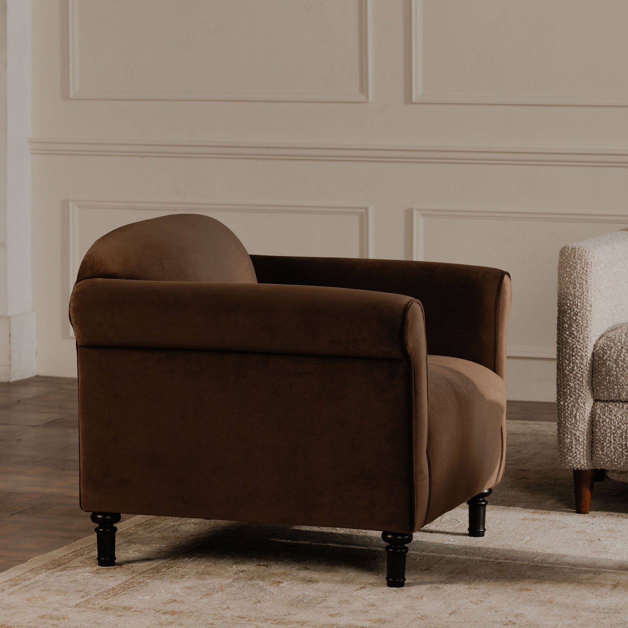Harmony Accent Chair Dark Brown Faux Mohair - Central Designs