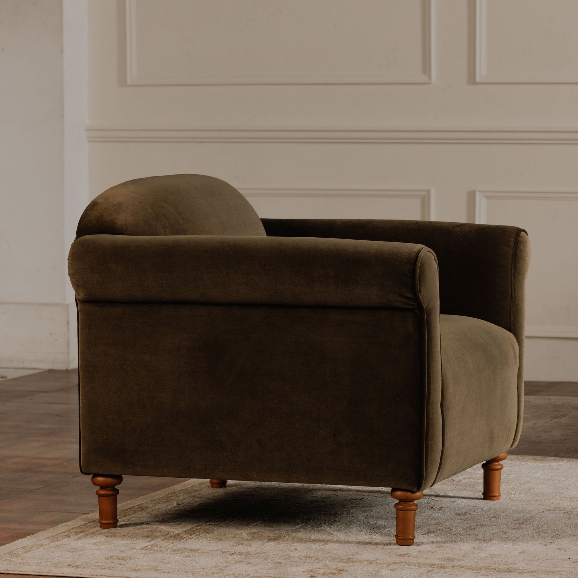 Harmony Accent Chair Dark Green Faux Mohair - Central Designs