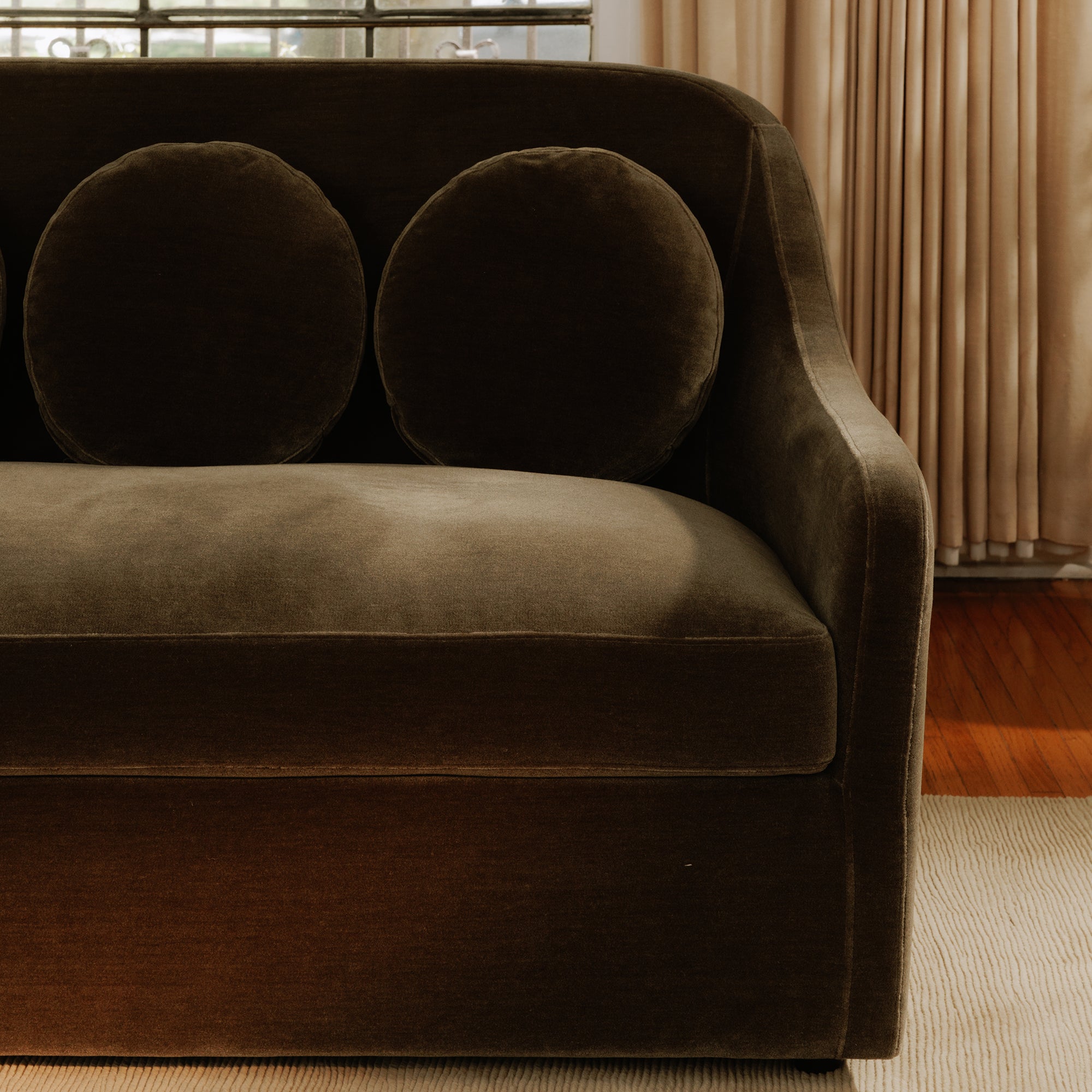 Rialto Sofa Dark Green Faux Mohair - Central Designs