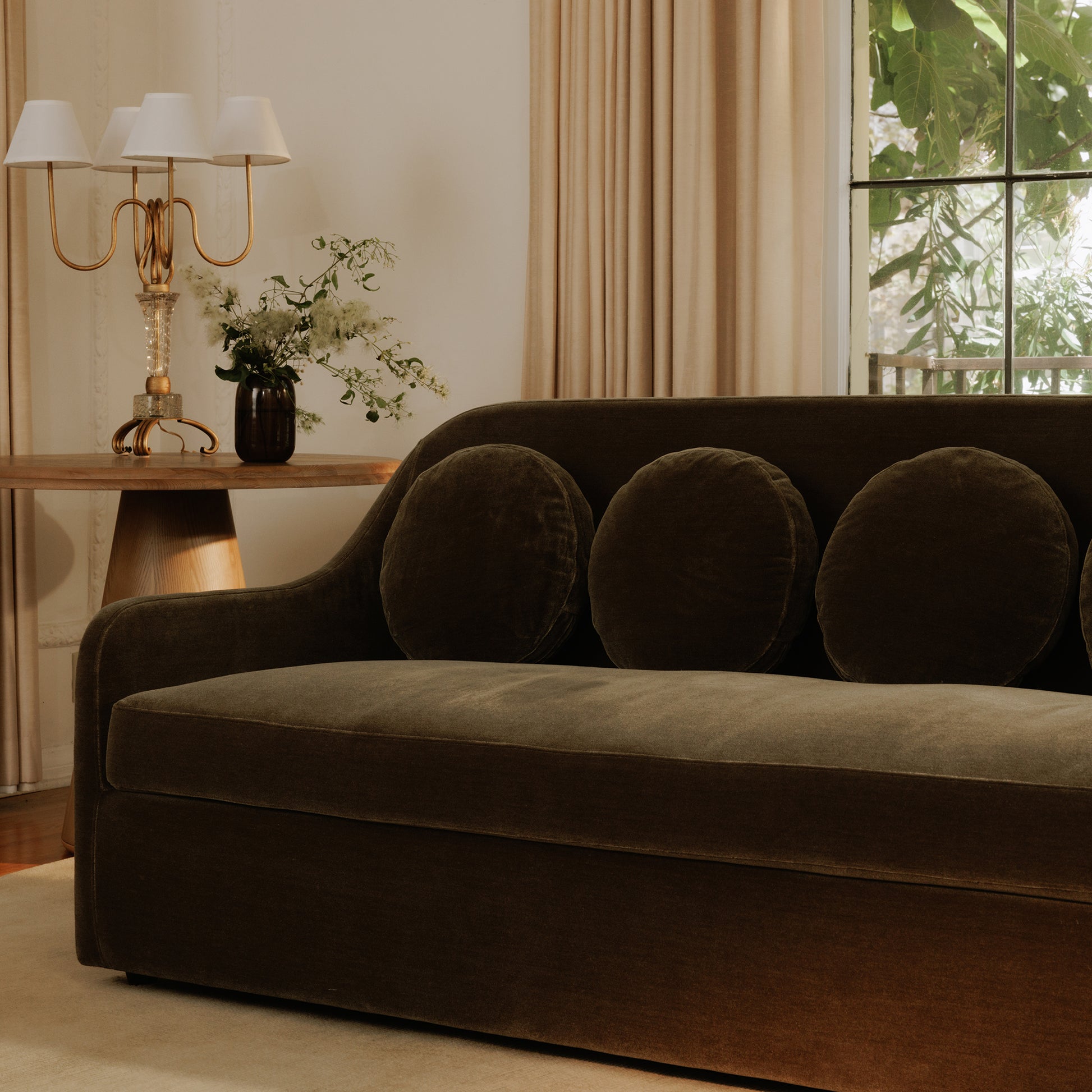 Rialto Sofa Dark Green Faux Mohair - Central Designs