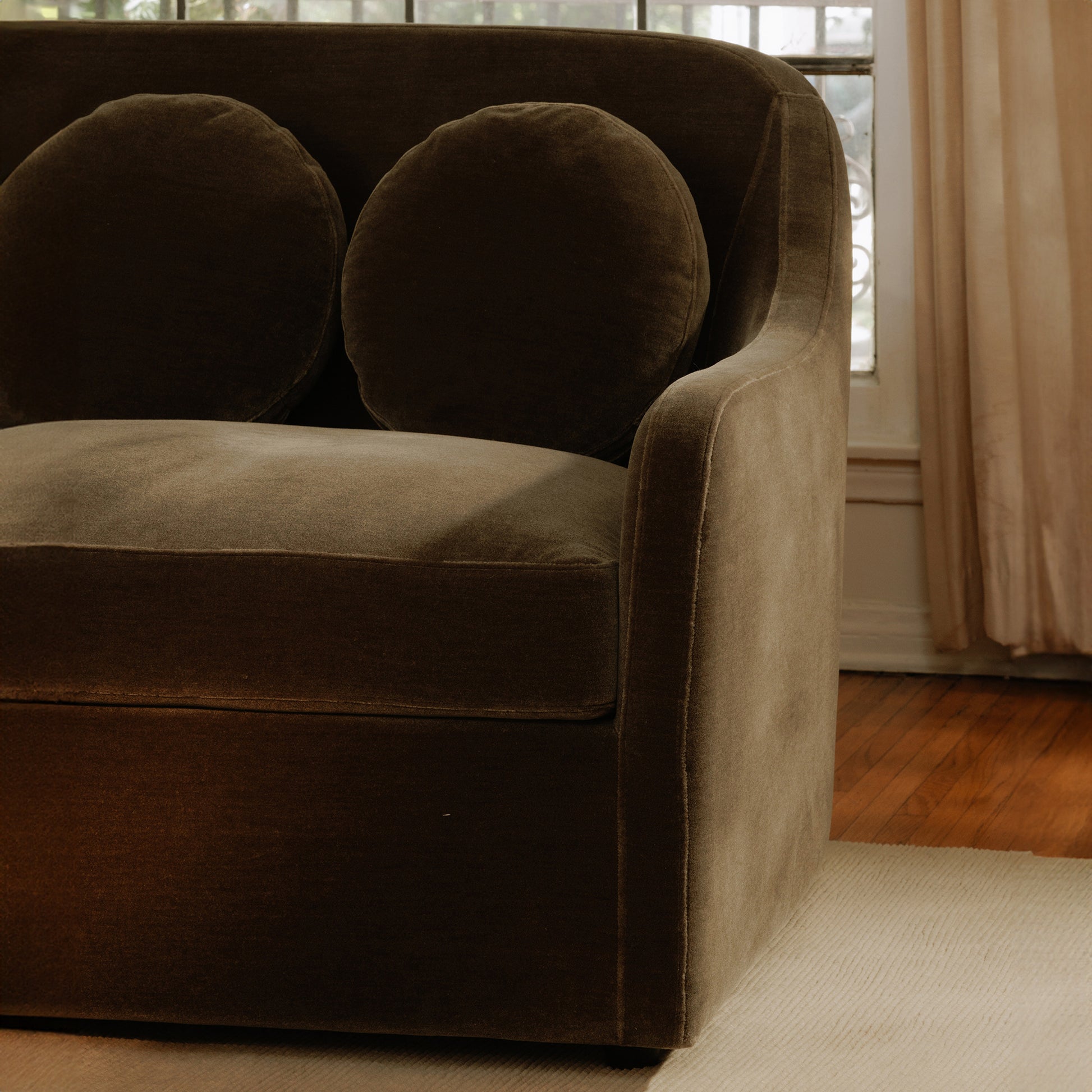 Rialto Sofa Dark Green Faux Mohair - Central Designs