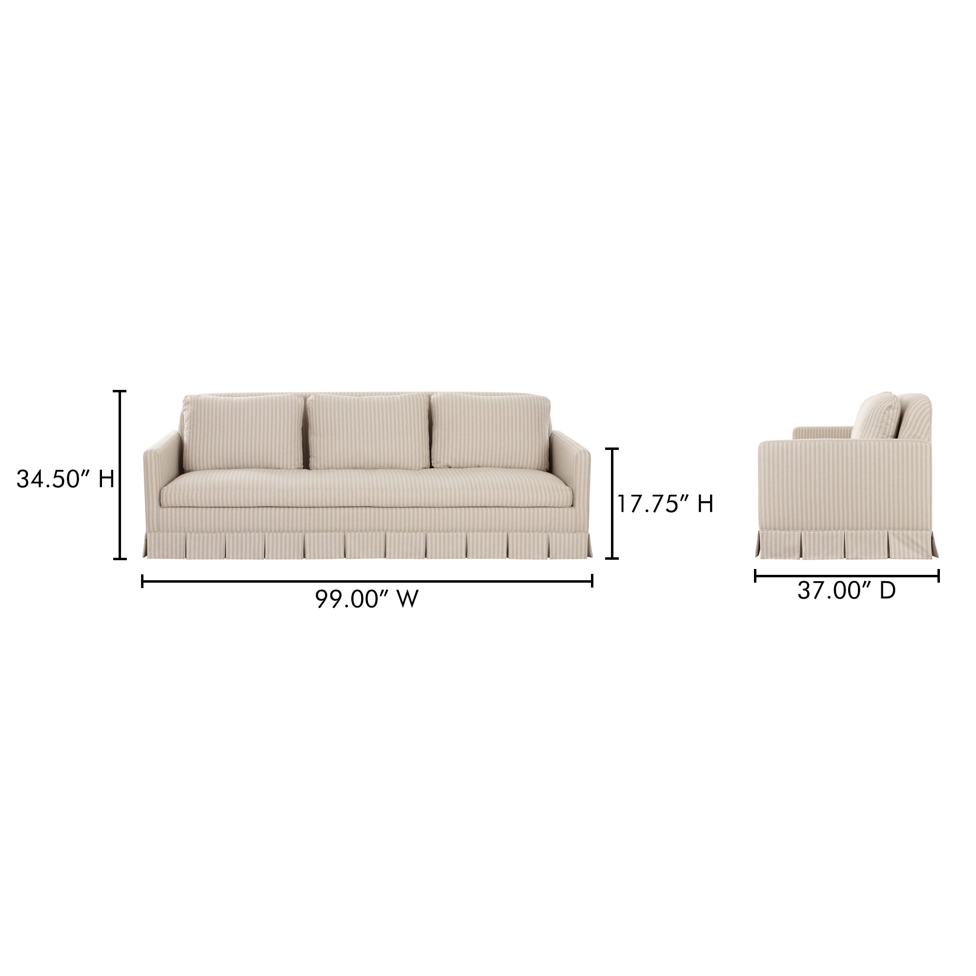 Pellicano Sofa Beige Stripe - Central Designs