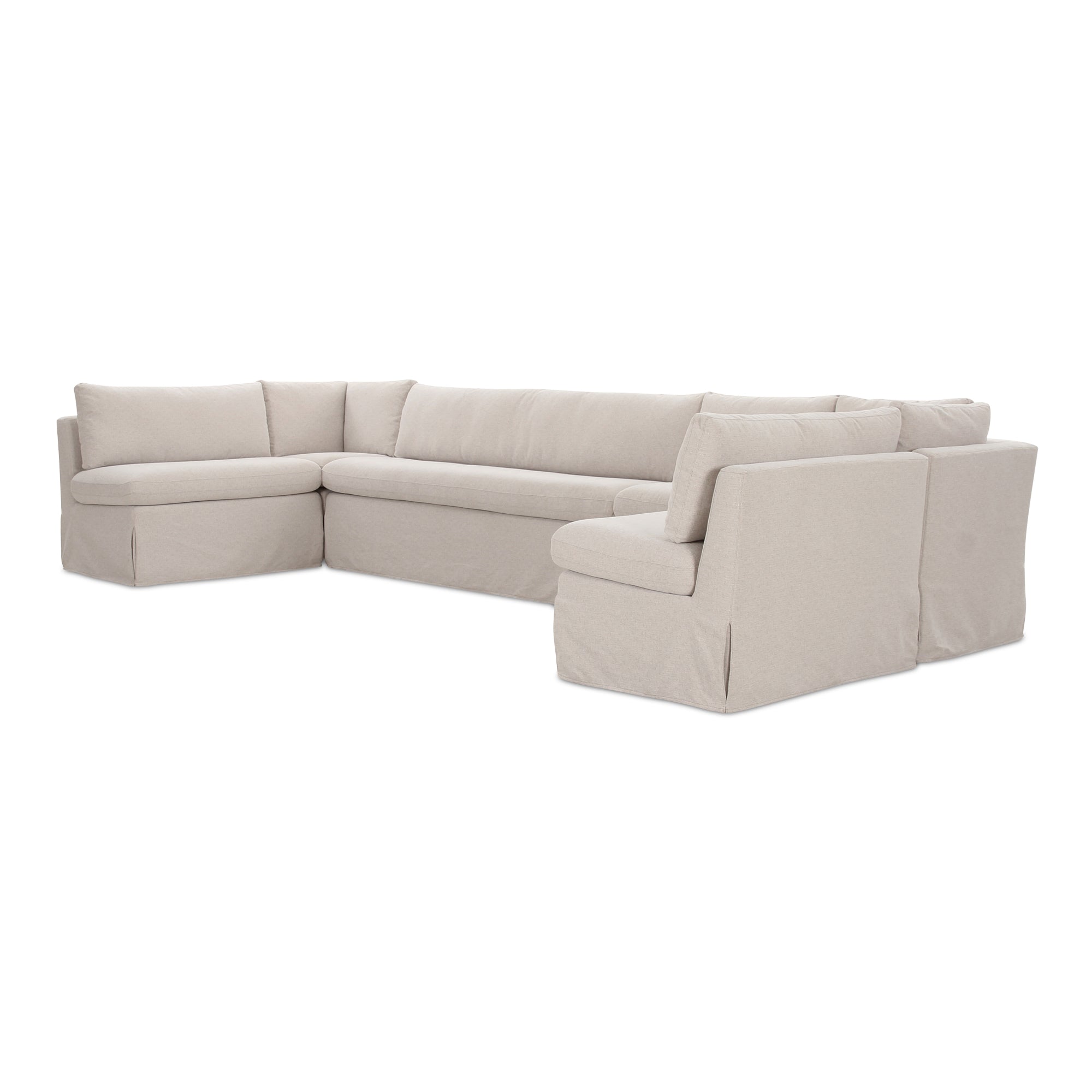 Fable Slipcover Dining Banquette U - Shape Beige 168 in. - Central Designs