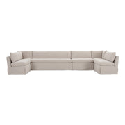 Fable Slipcover Dining Banquette U - Shape Beige 168 in. - Central Designs
