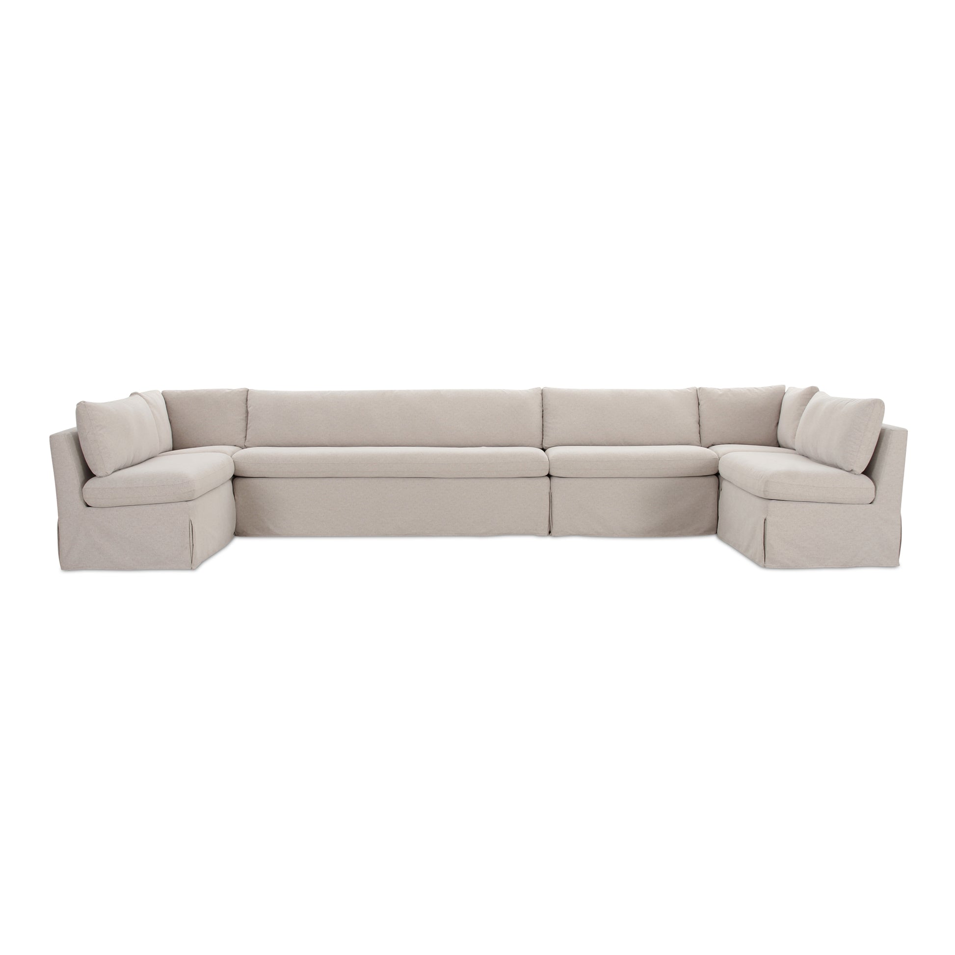 Fable Slipcover Dining Banquette U - Shape Beige 168 in. - Central Designs