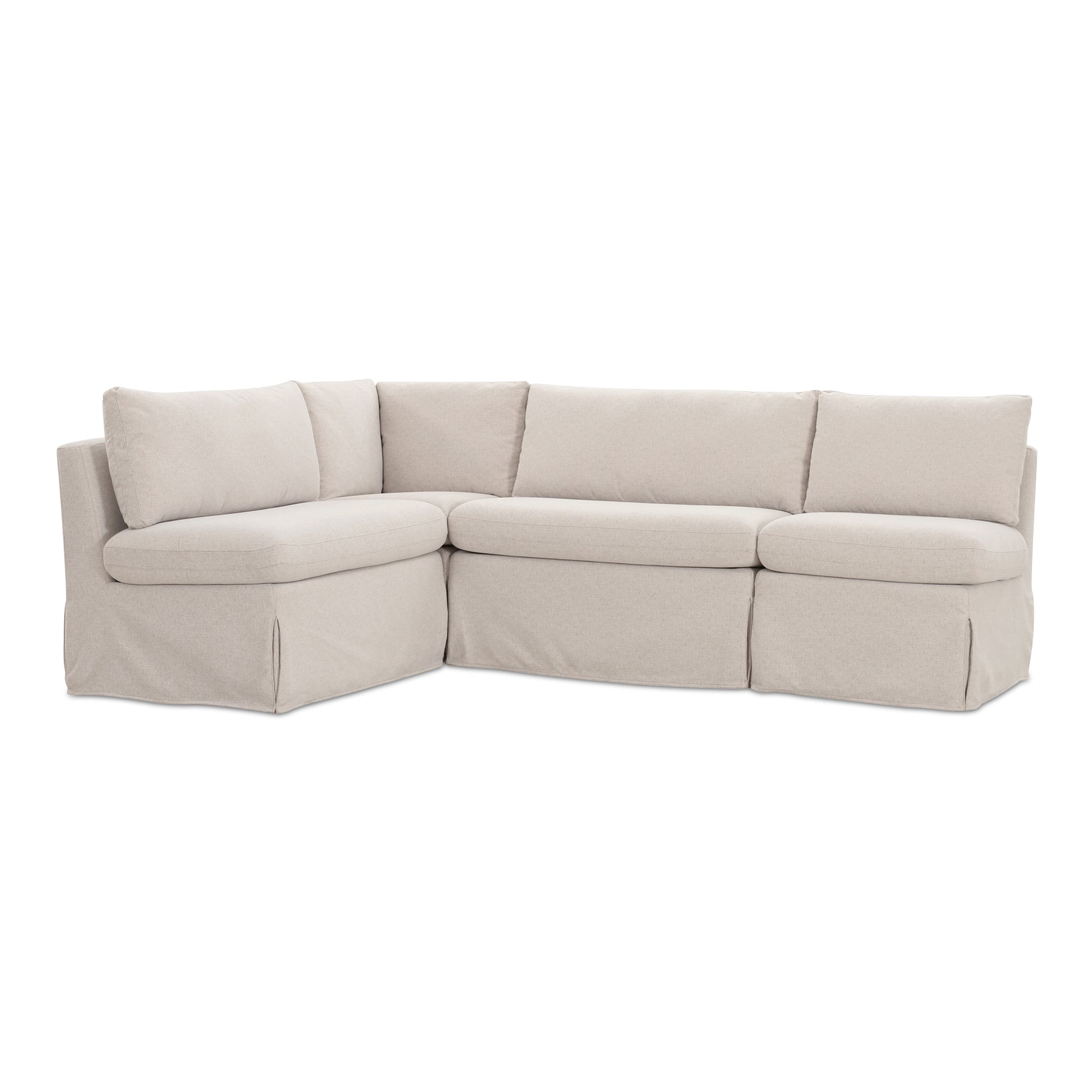 Fable Slipcover Dining Banquette L - Shape Beige 96 in. - Central Designs