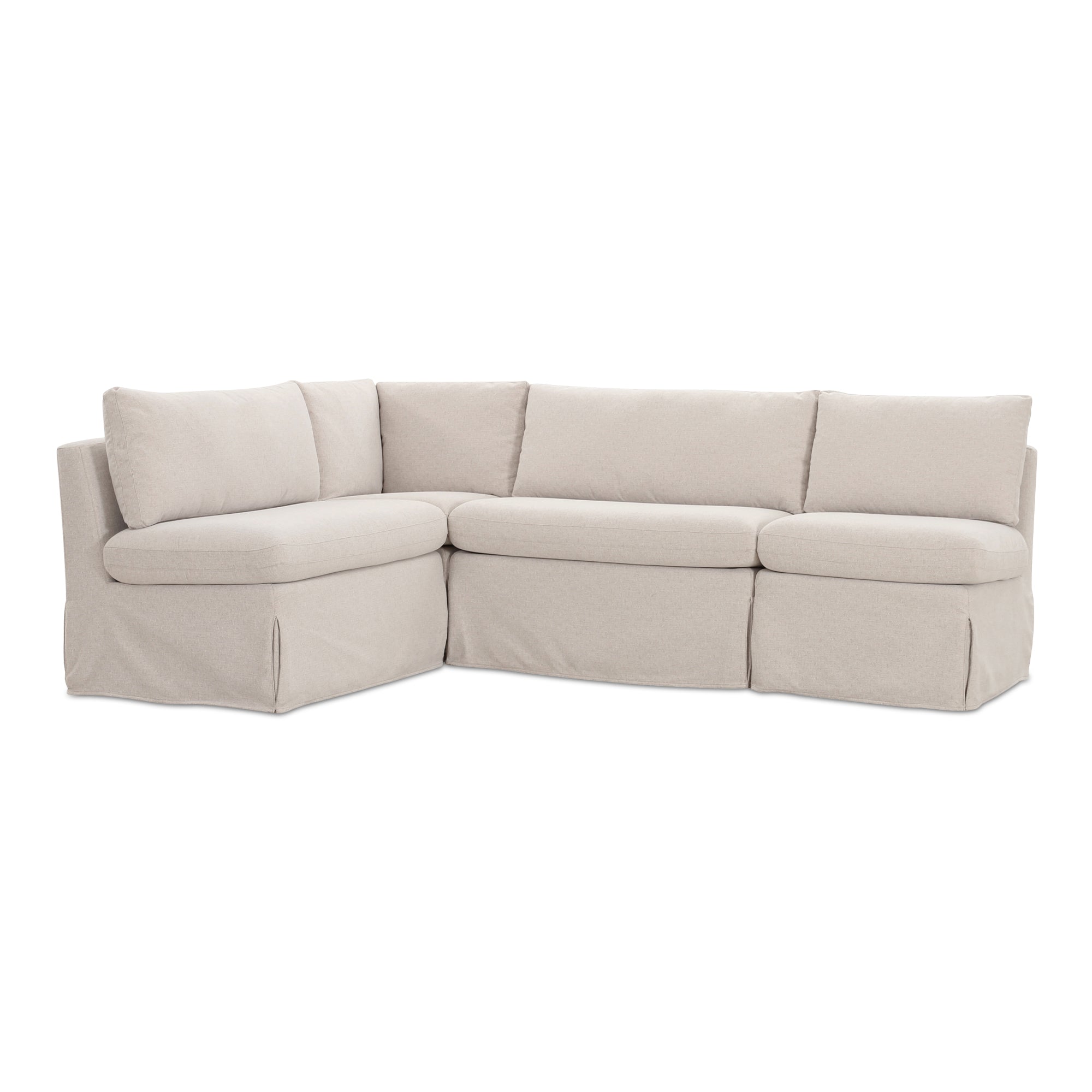 Fable Slipcover Dining Banquette L - Shape Beige 96 in. - Central Designs