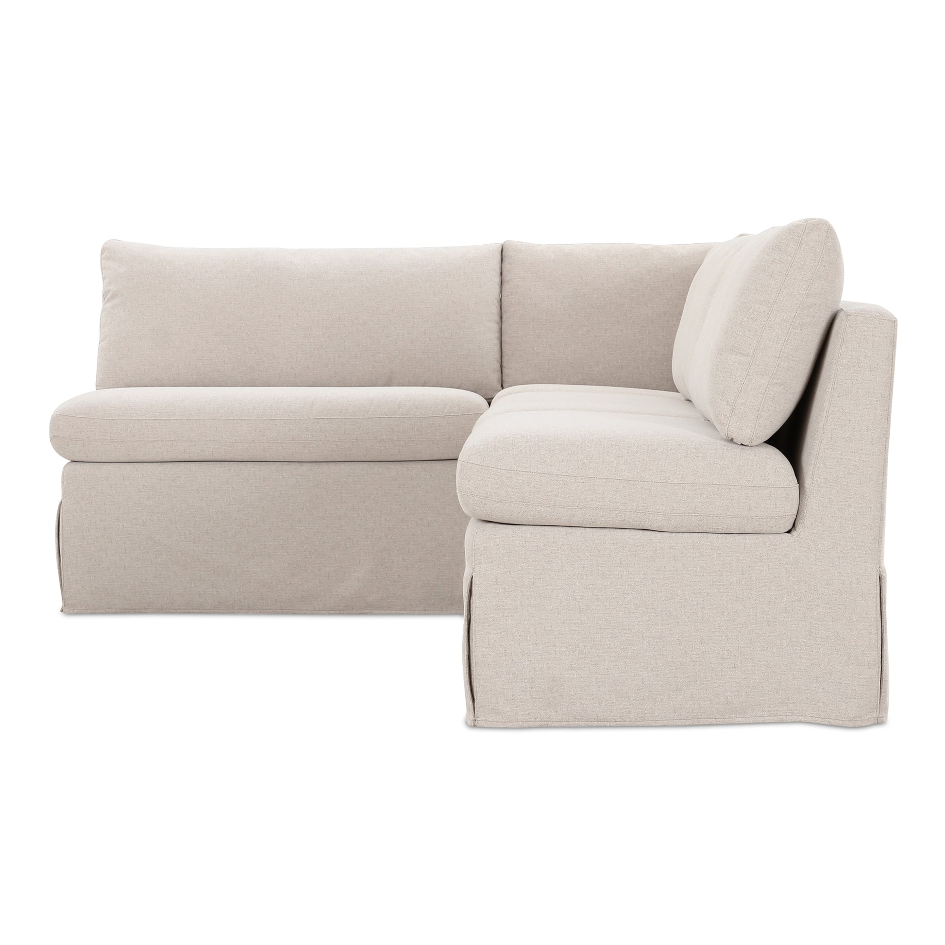 Fable Slipcover Dining Banquette L - Shape Beige 96 in. - Central Designs