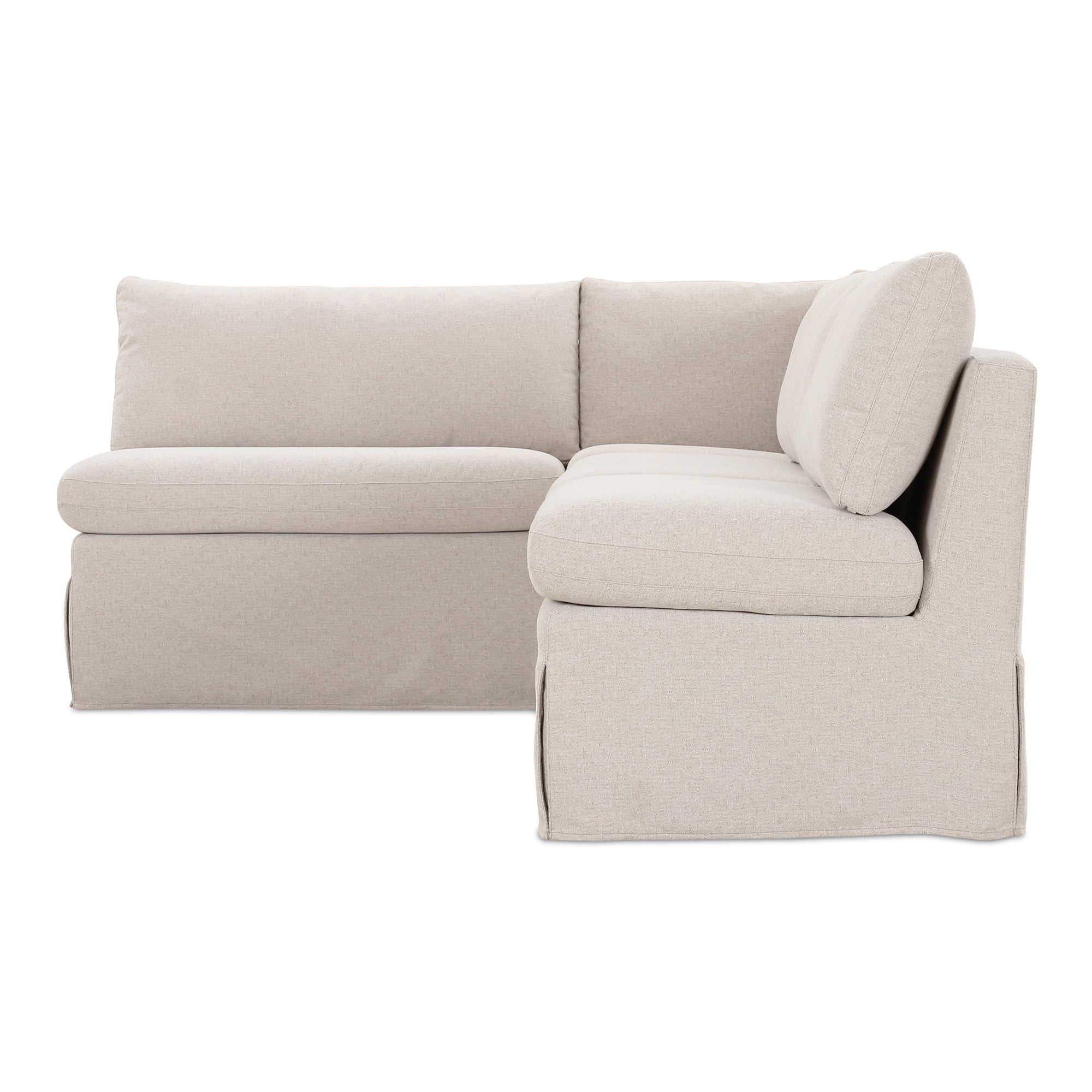 Fable Slipcover Dining Banquette L - Shape Beige 96 in. - Central Designs