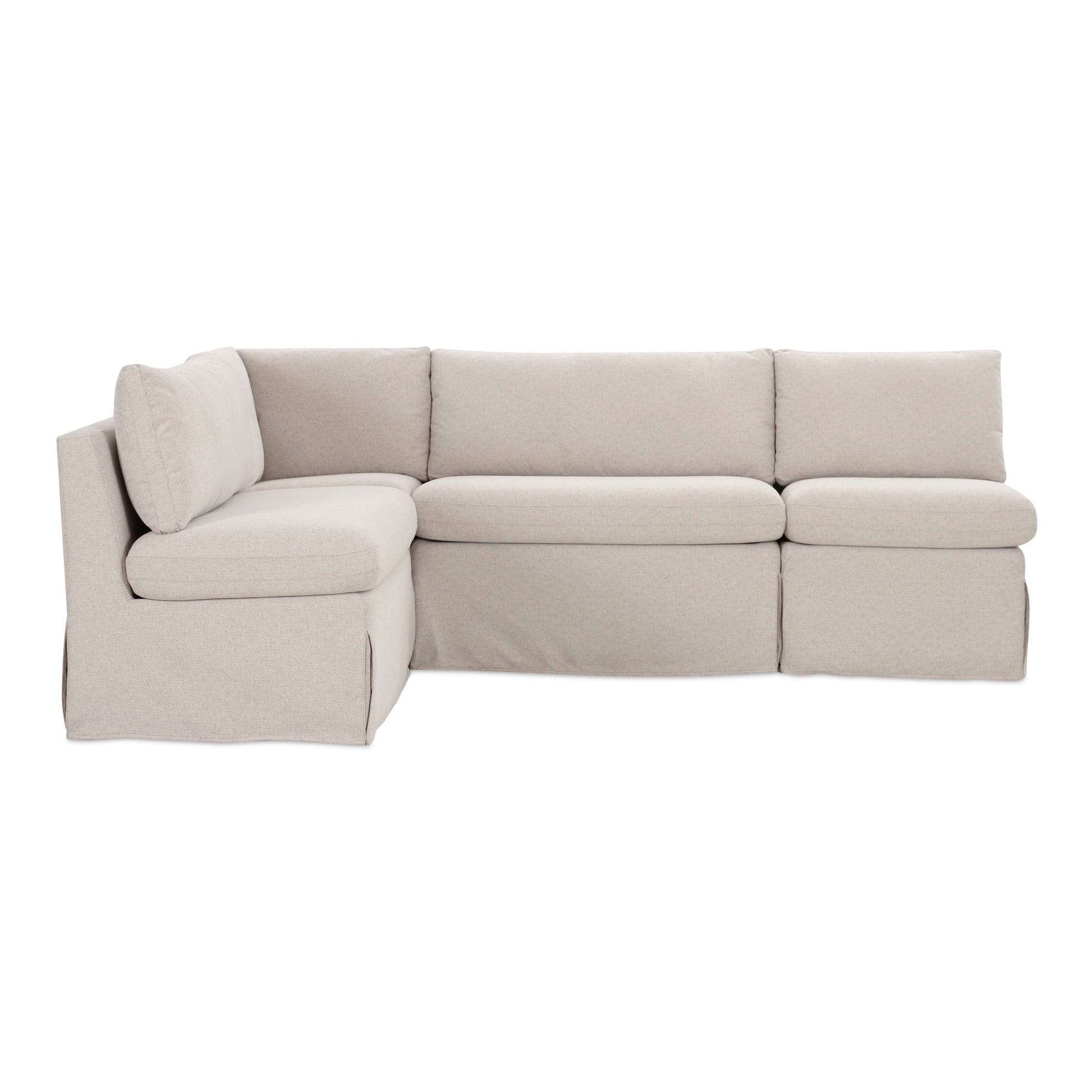 Fable Slipcover Dining Banquette L - Shape Beige 96 in. - Central Designs