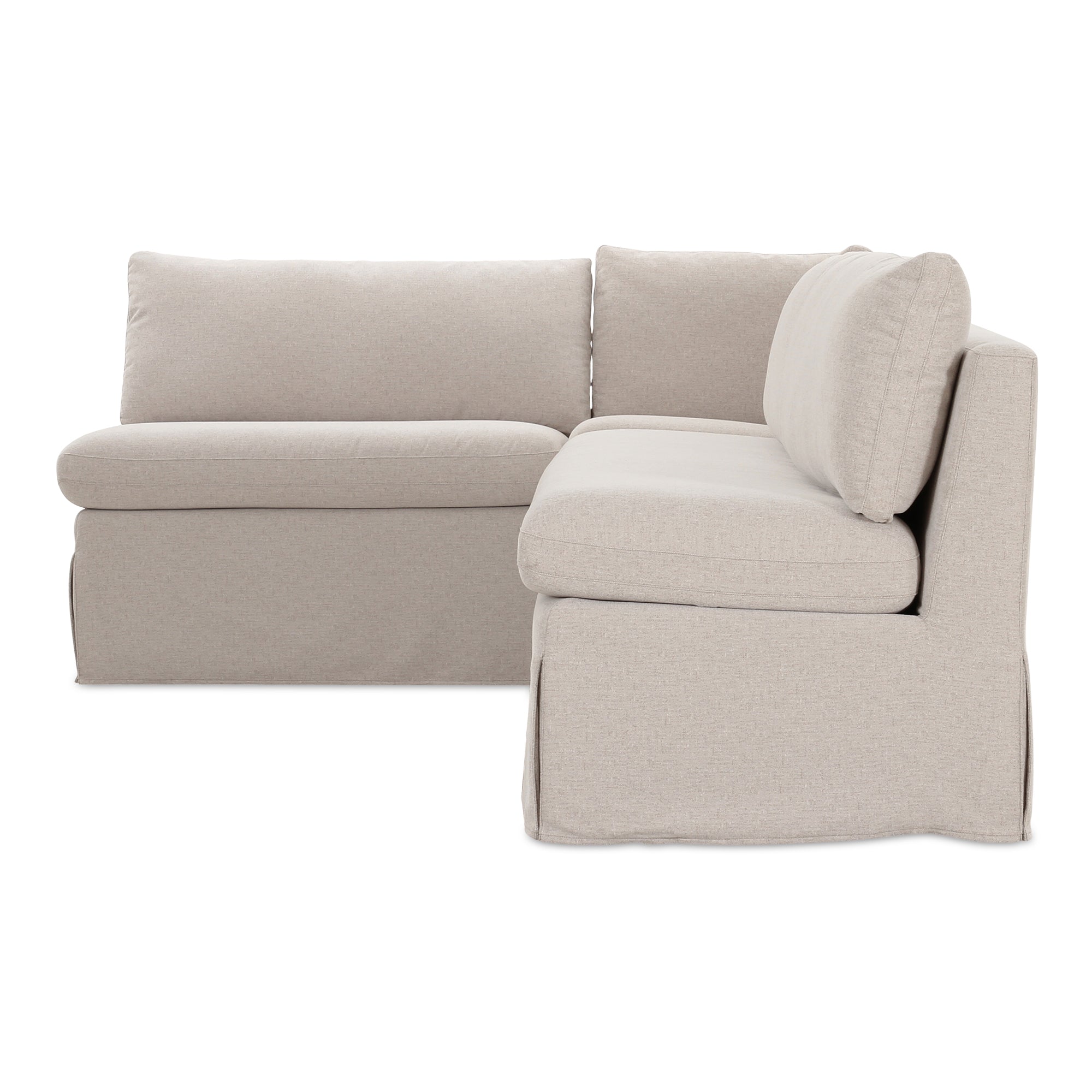 Fable Slipcover Dining Banquette L - Shape Beige 100.5 in. - Central Designs