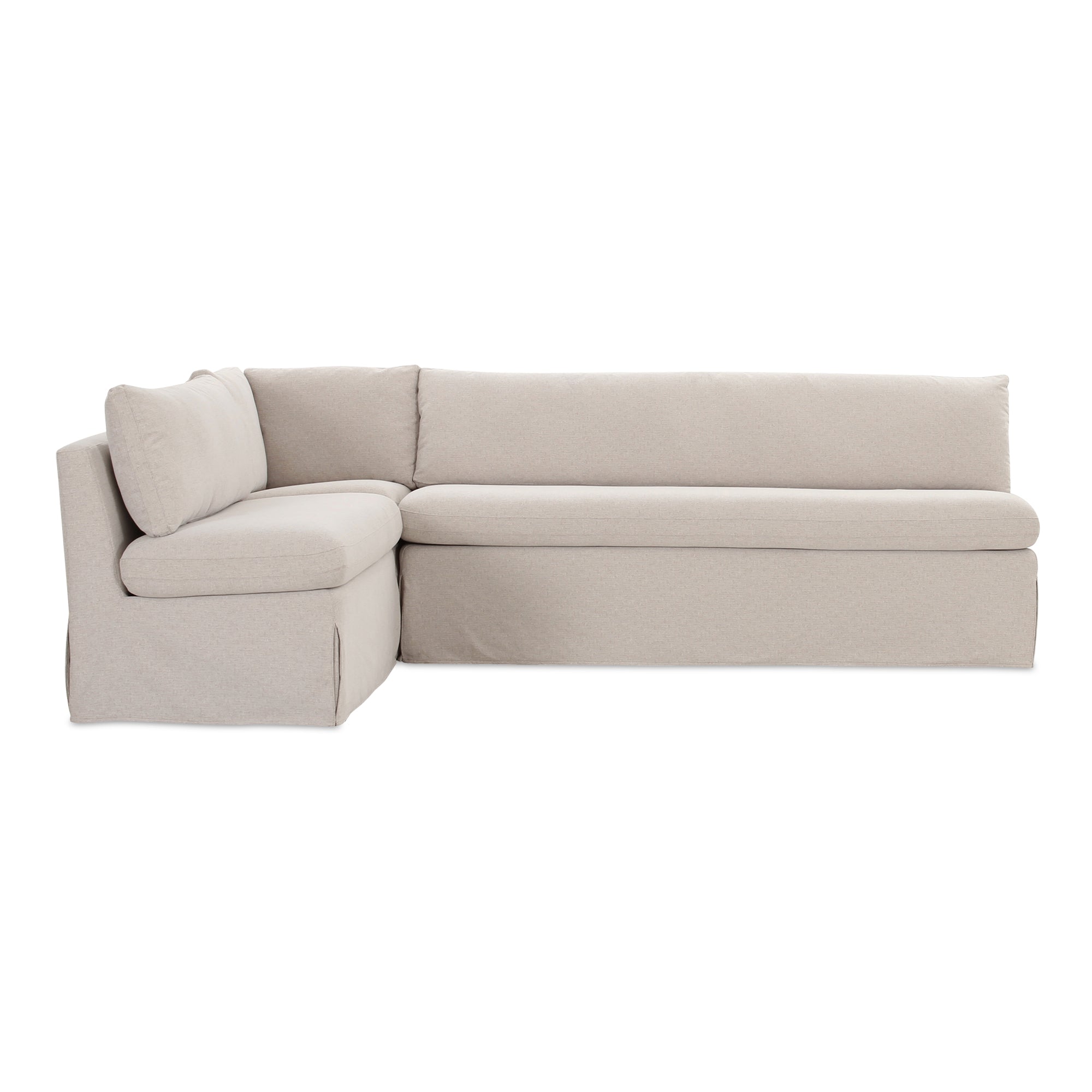 Fable Slipcover Dining Banquette L - Shape Beige 100.5 in. - Central Designs