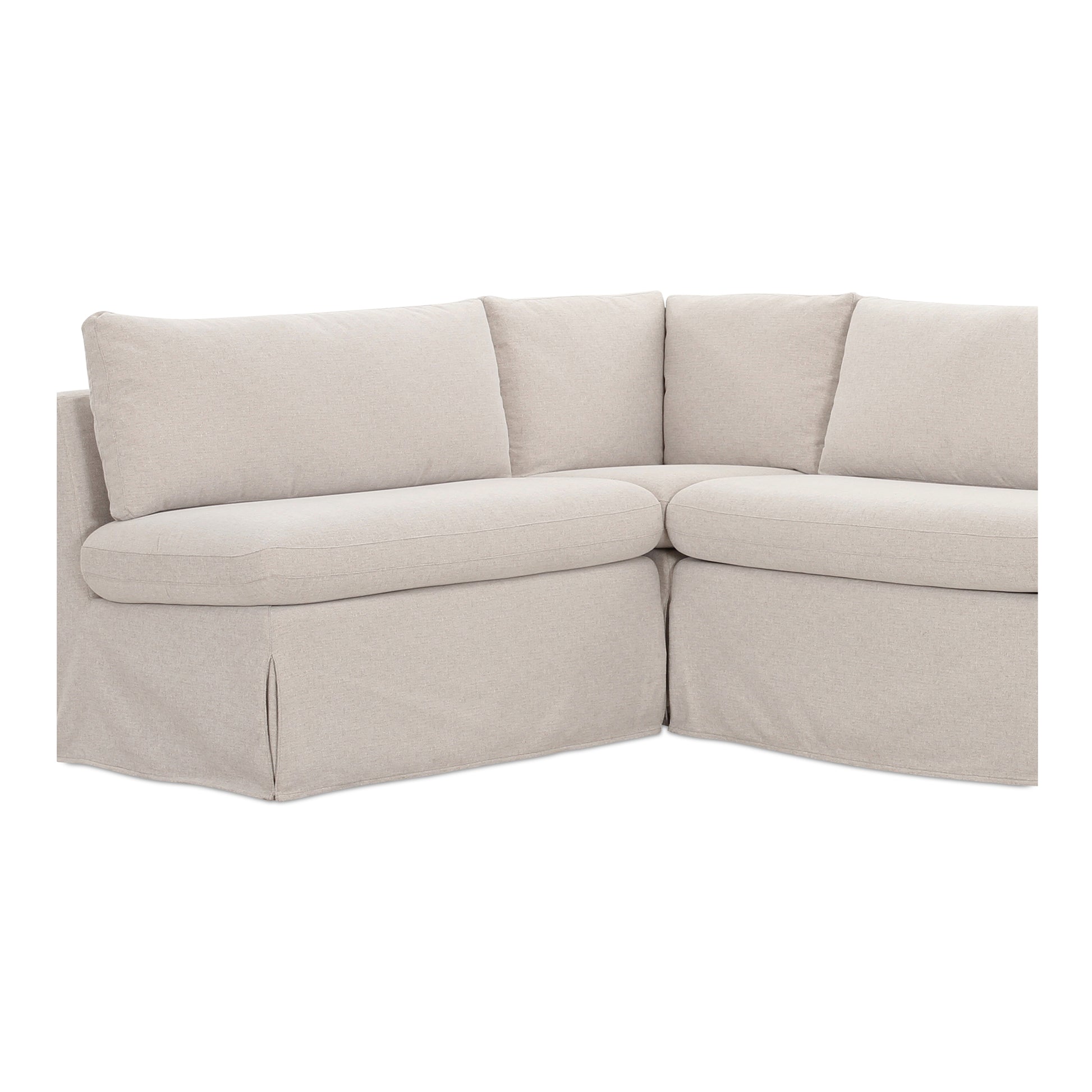 Fable Slipcover Dining Banquette L - Shape Beige 125.5 in. - Central Designs