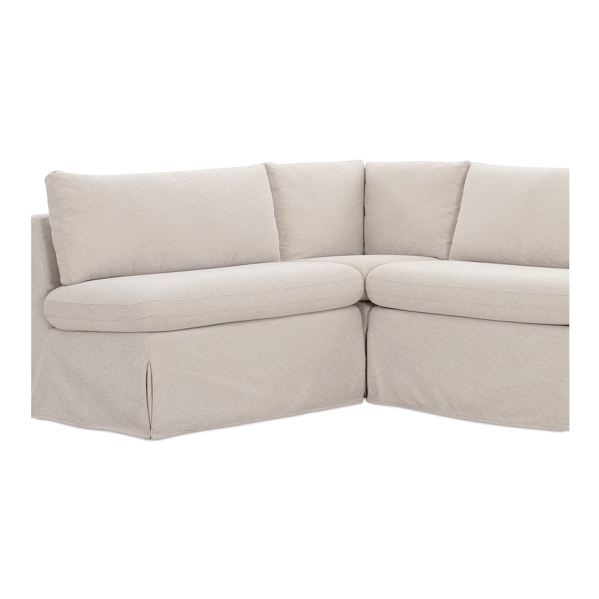 Fable Slipcover Dining Banquette L - Shape Beige 125.5 in. - Central Designs