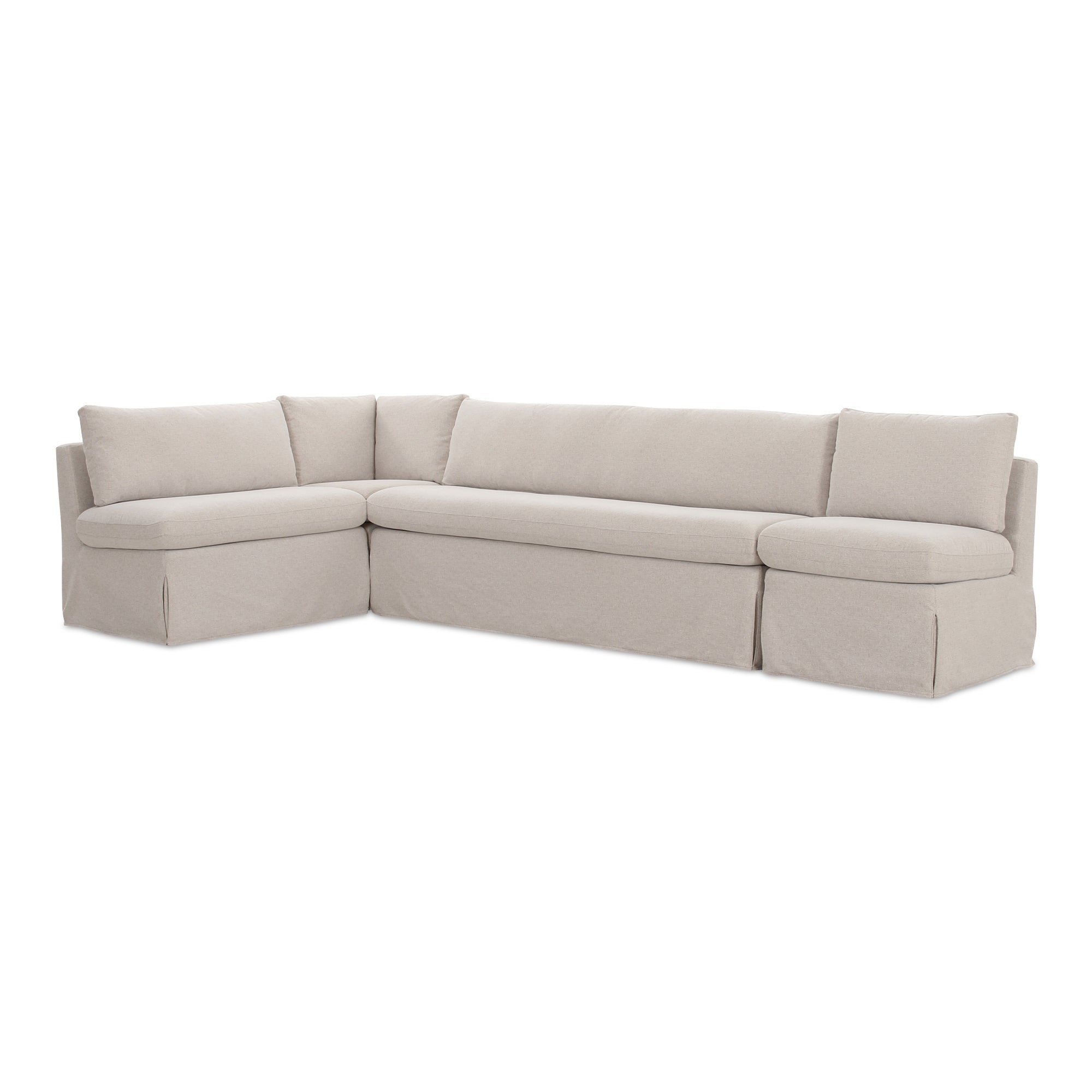 Fable Slipcover Dining Banquette L - Shape Beige 125.5 in. - Central Designs
