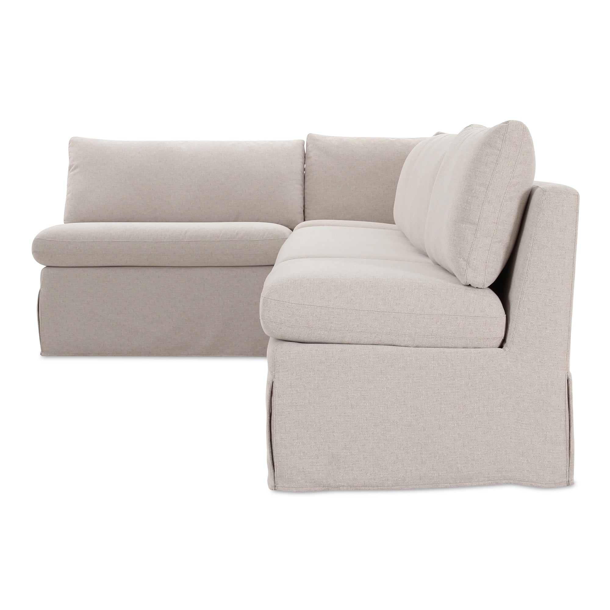 Fable Slipcover Dining Banquette L - Shape Beige 125.5 in. - Central Designs