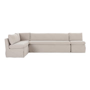 Fable Slipcover Dining Banquette L - Shape Beige 125.5 in. - Central Designs