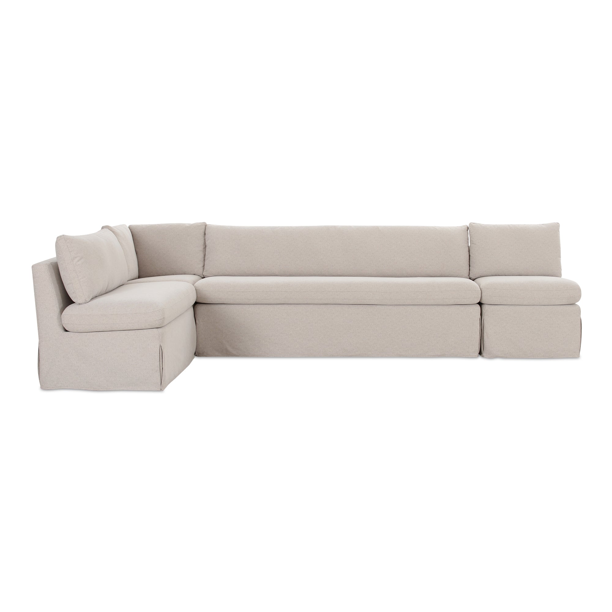 Fable Slipcover Dining Banquette L - Shape Beige 125.5 in. - Central Designs