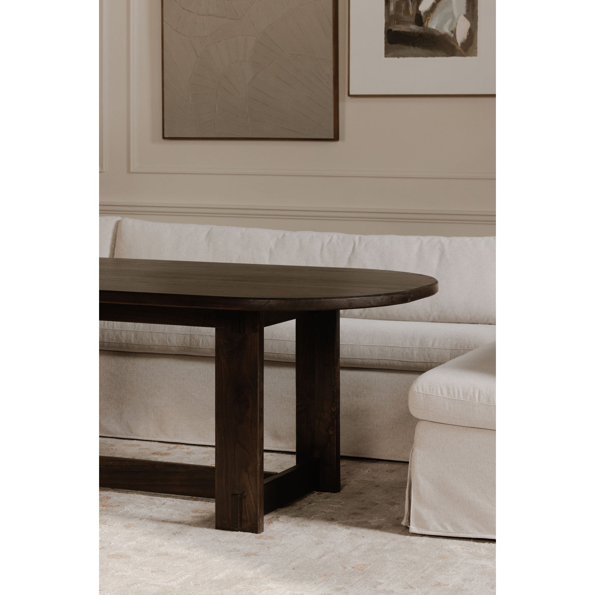 Fable Slipcover Dining Banquette L - Shape Beige 139.5 in. - Central Designs