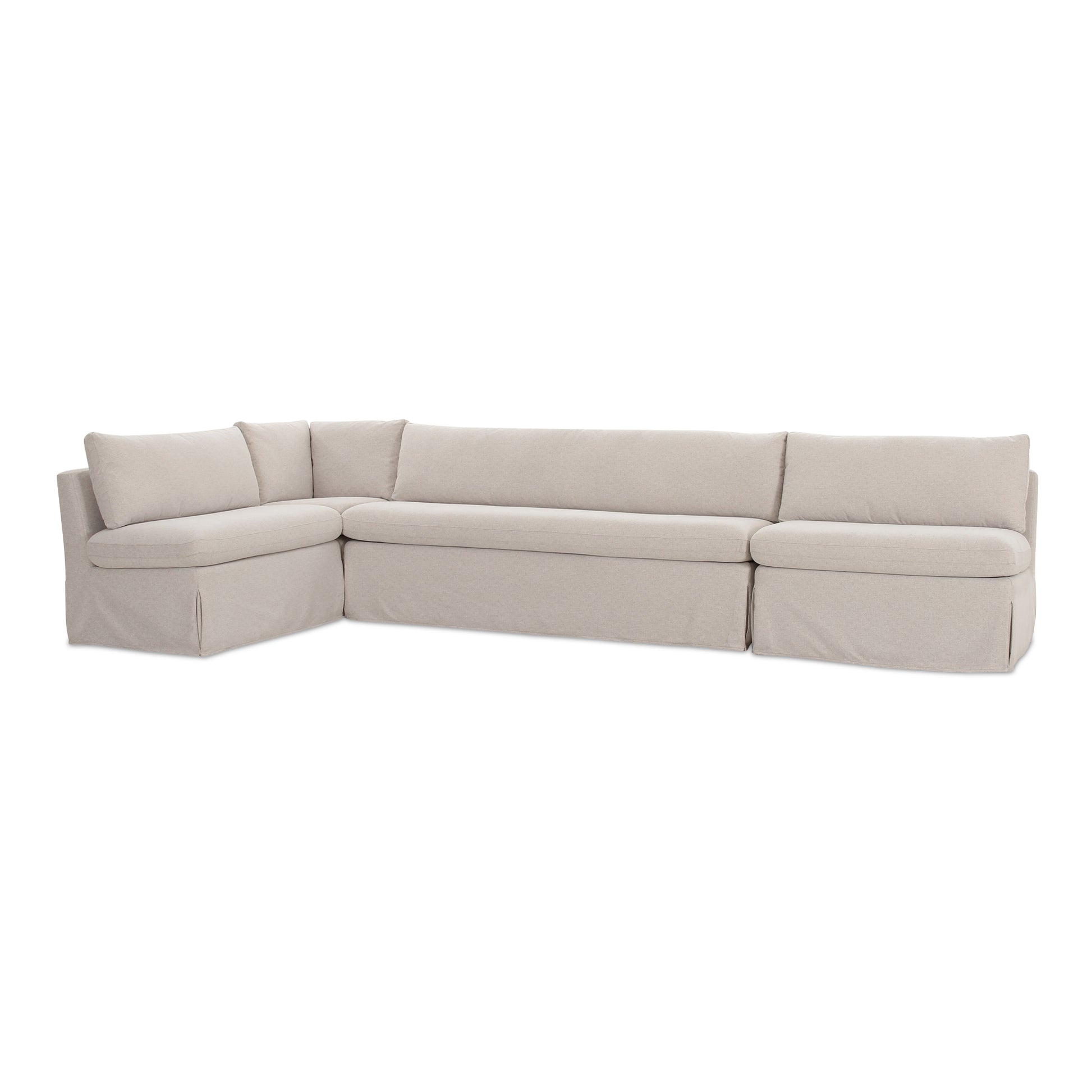 Fable Slipcover Dining Banquette L - Shape Beige 139.5 in. - Central Designs