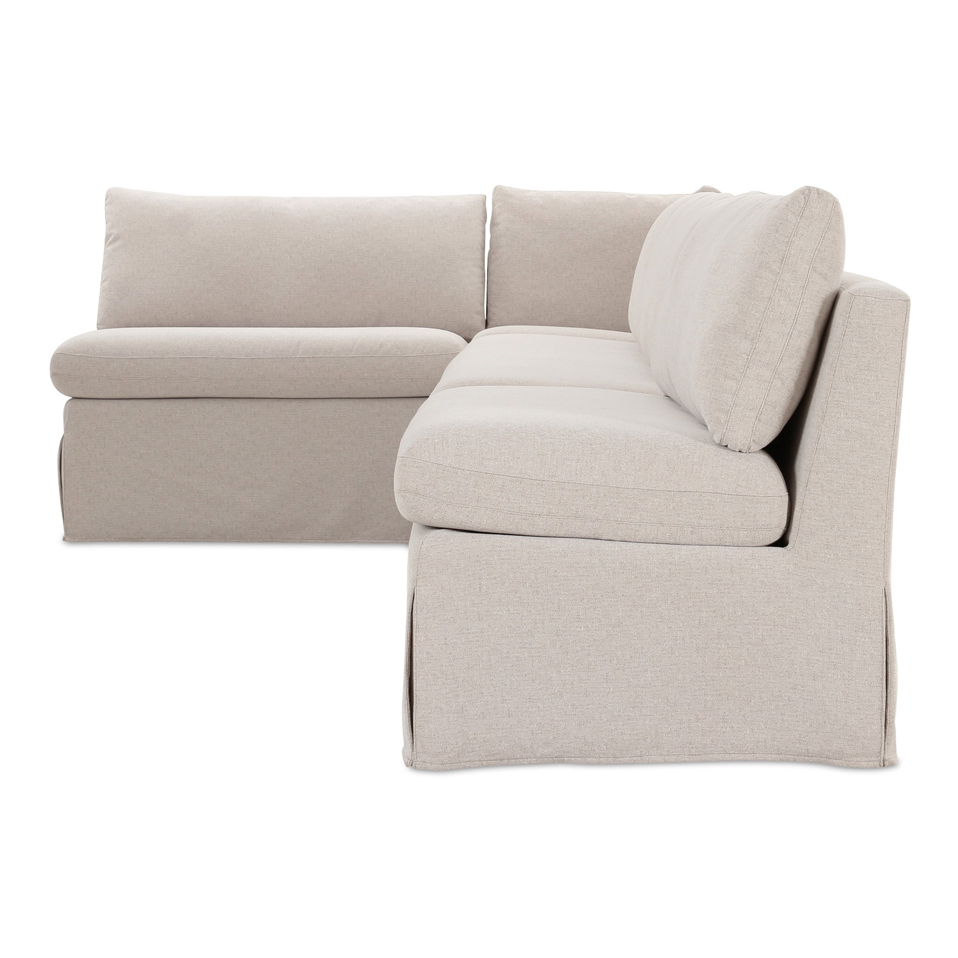 Fable Slipcover Dining Banquette L - Shape Beige 139.5 in. - Central Designs