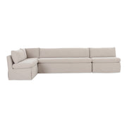Fable Slipcover Dining Banquette L - Shape Beige 139.5 in. - Central Designs