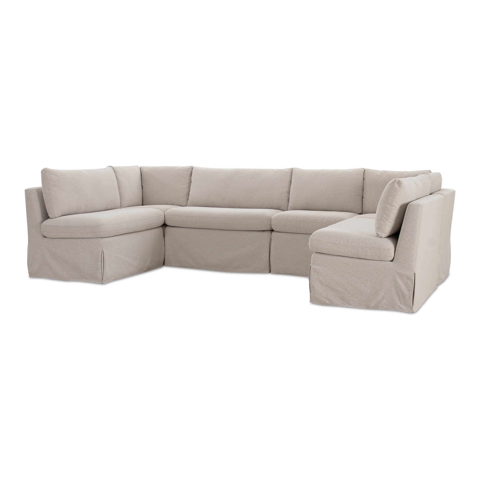 Fable Slipcover Dining Banquette U - Shape Beige 121 in. - Central Designs