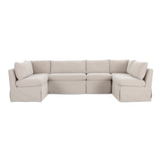 Fable Slipcover Dining Banquette U - Shape Beige 121 in. - Central Designs