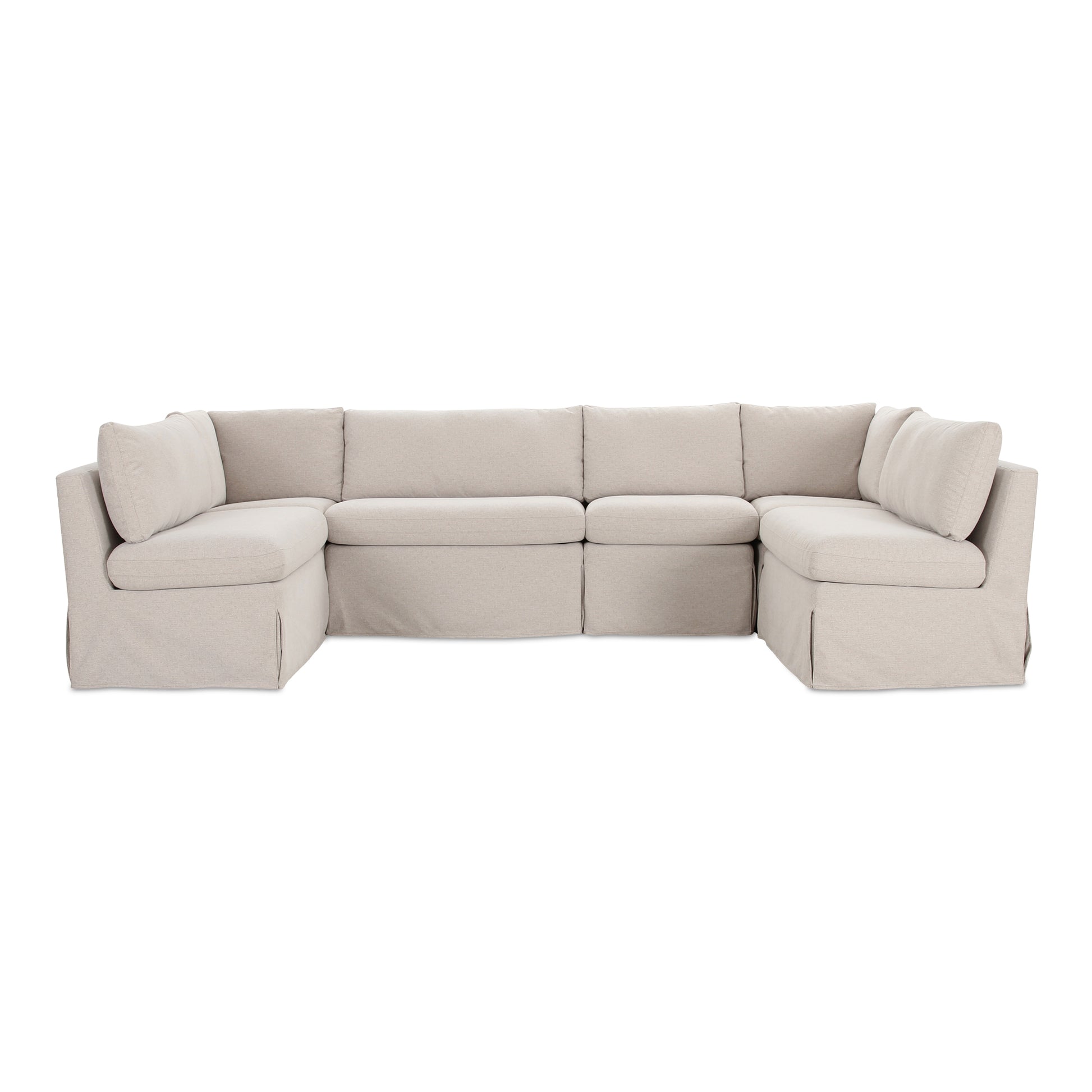 Fable Slipcover Dining Banquette U - Shape Beige 121 in. - Central Designs