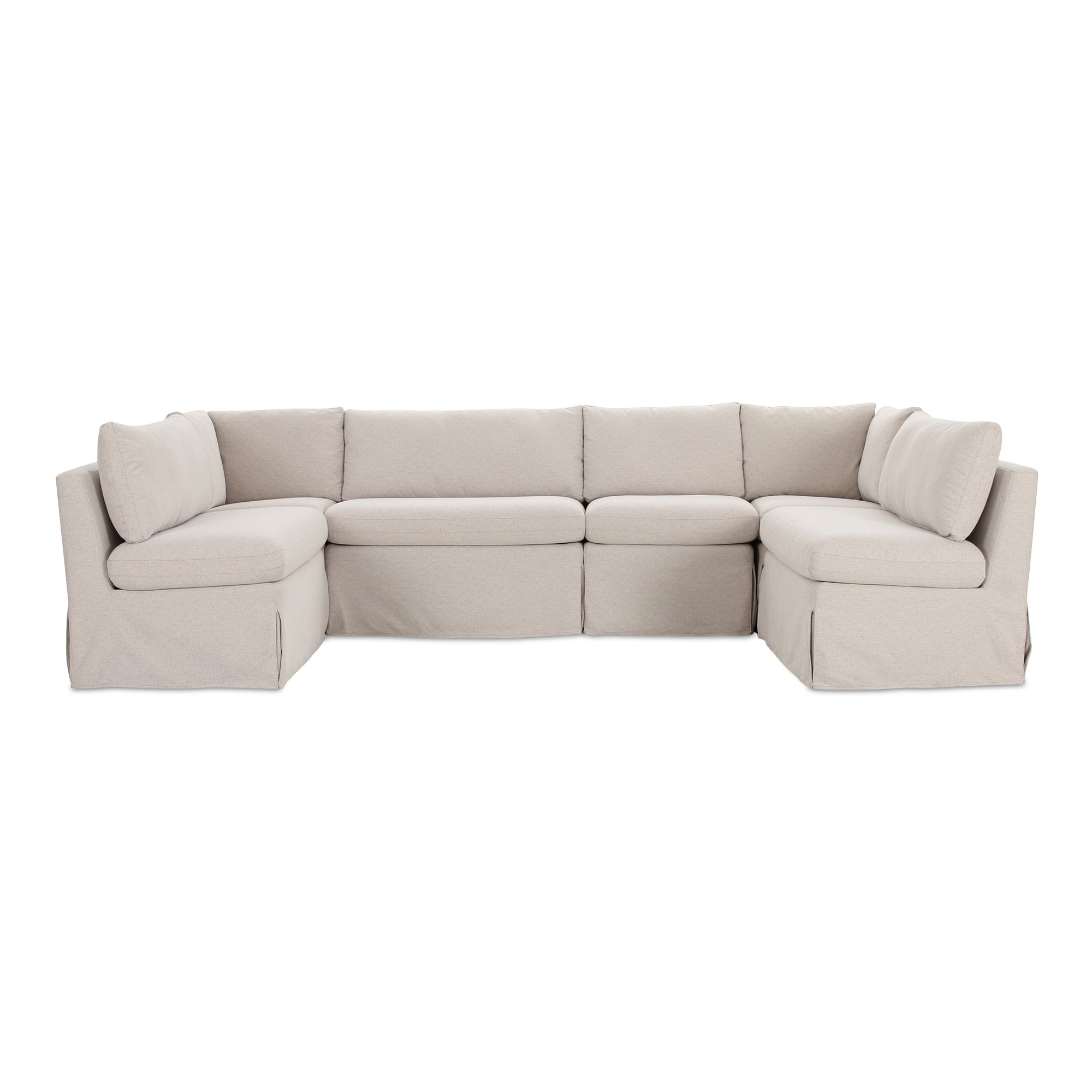 Fable Slipcover Dining Banquette U - Shape Beige 121 in. - Central Designs