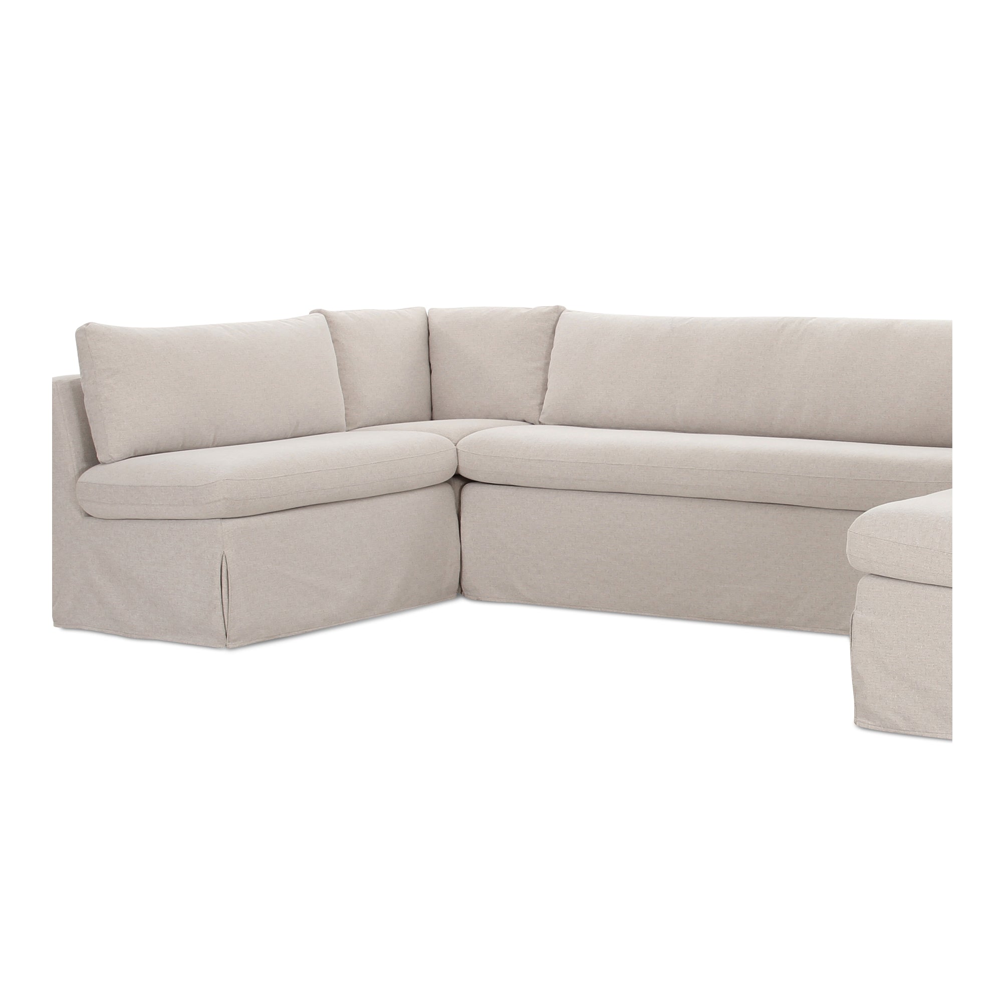 Fable Slipcover Dining Banquette U - Shape Beige 129 in. - Central Designs