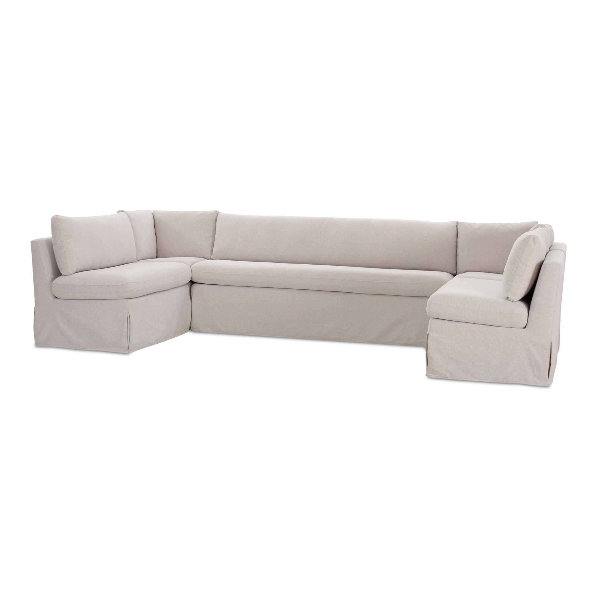 Fable Slipcover Dining Banquette U - Shape Beige 129 in. - Central Designs