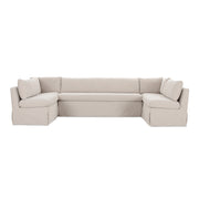 Fable Slipcover Dining Banquette U - Shape Beige 129 in. - Central Designs