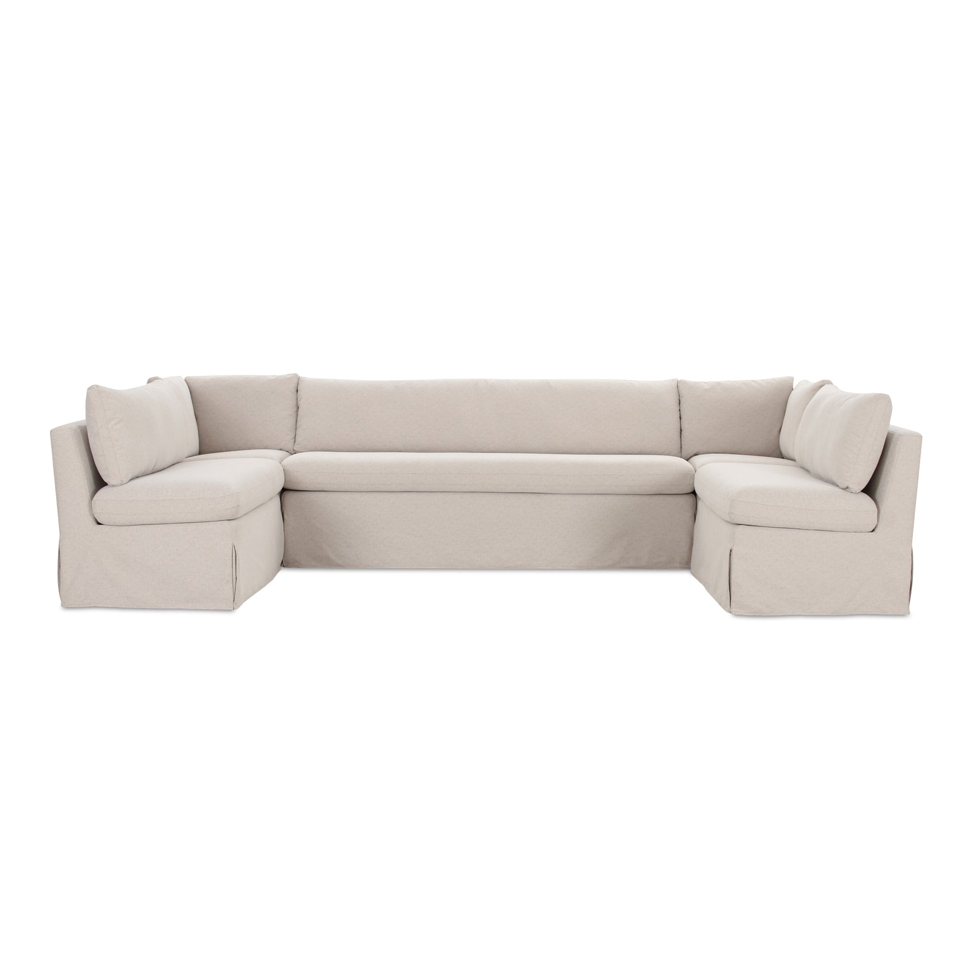 Fable Slipcover Dining Banquette U - Shape Beige 129 in. - Central Designs