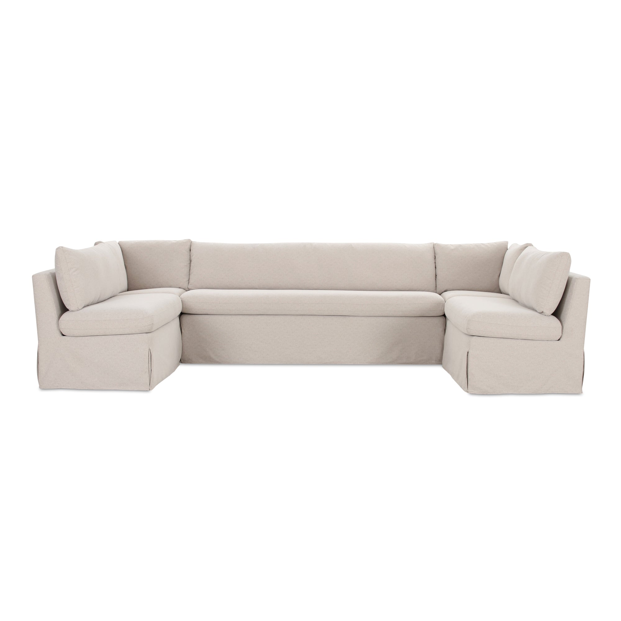 Fable Slipcover Dining Banquette U - Shape Beige 129 in. - Central Designs