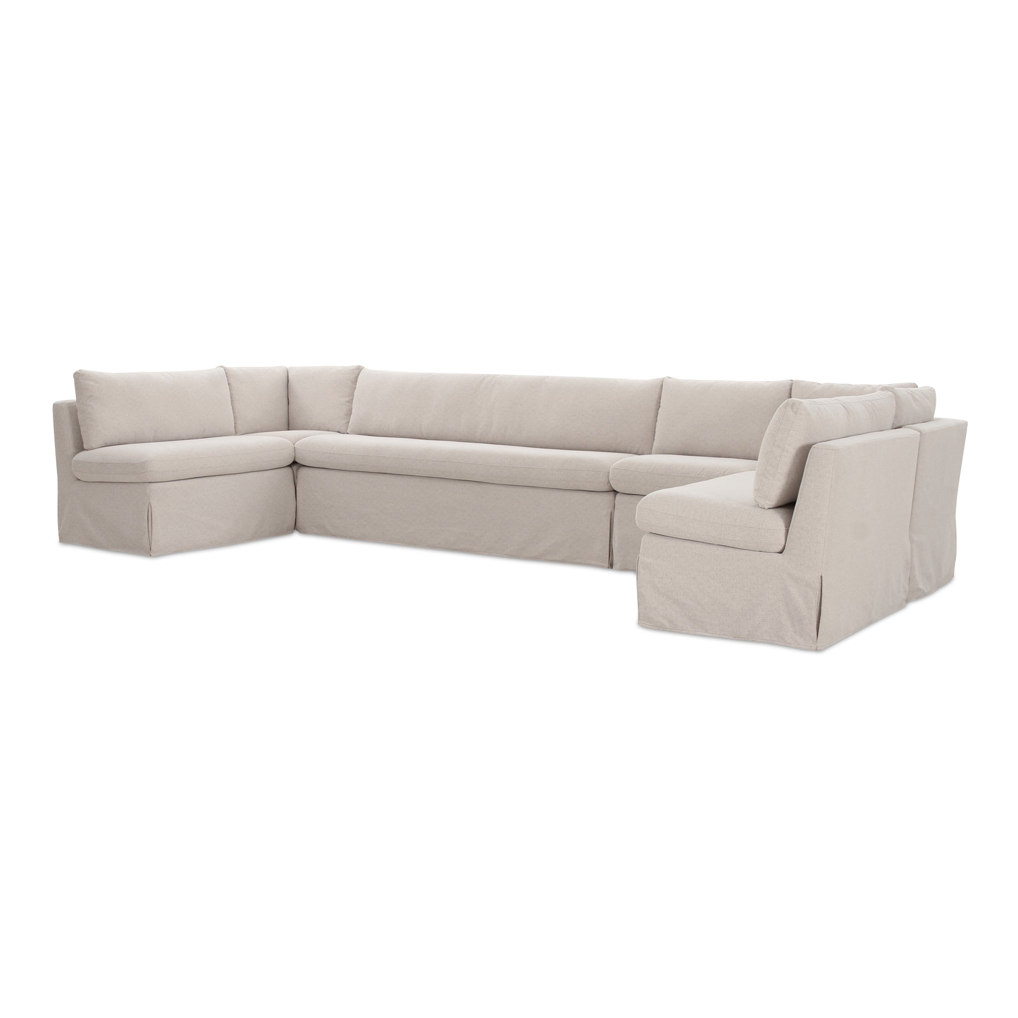 Fable Slipcover Dining Banquette U - Shape Beige 154 in. - Central Designs