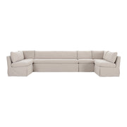 Fable Slipcover Dining Banquette U - Shape Beige 154 in. - Central Designs