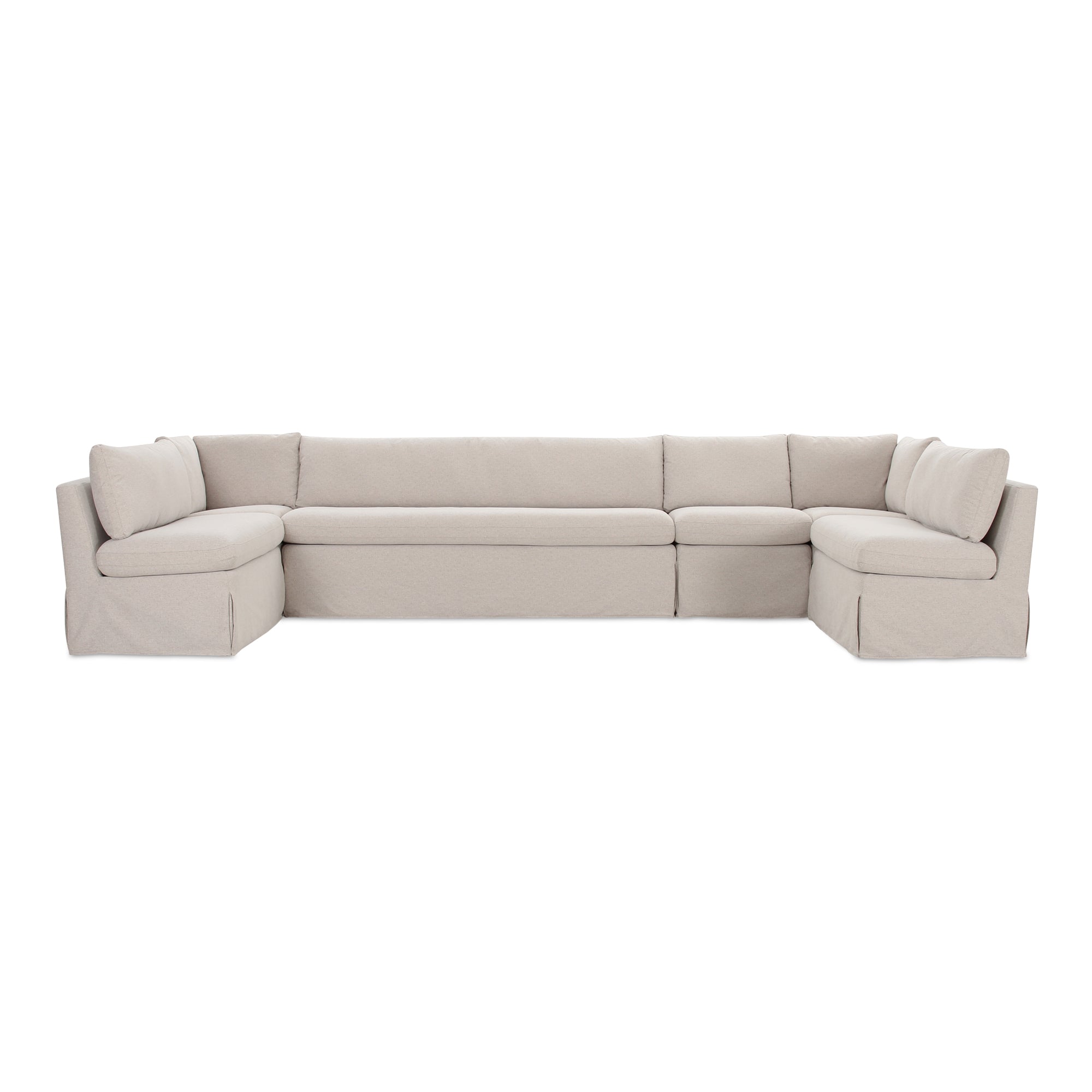 Fable Slipcover Dining Banquette U - Shape Beige 154 in. - Central Designs