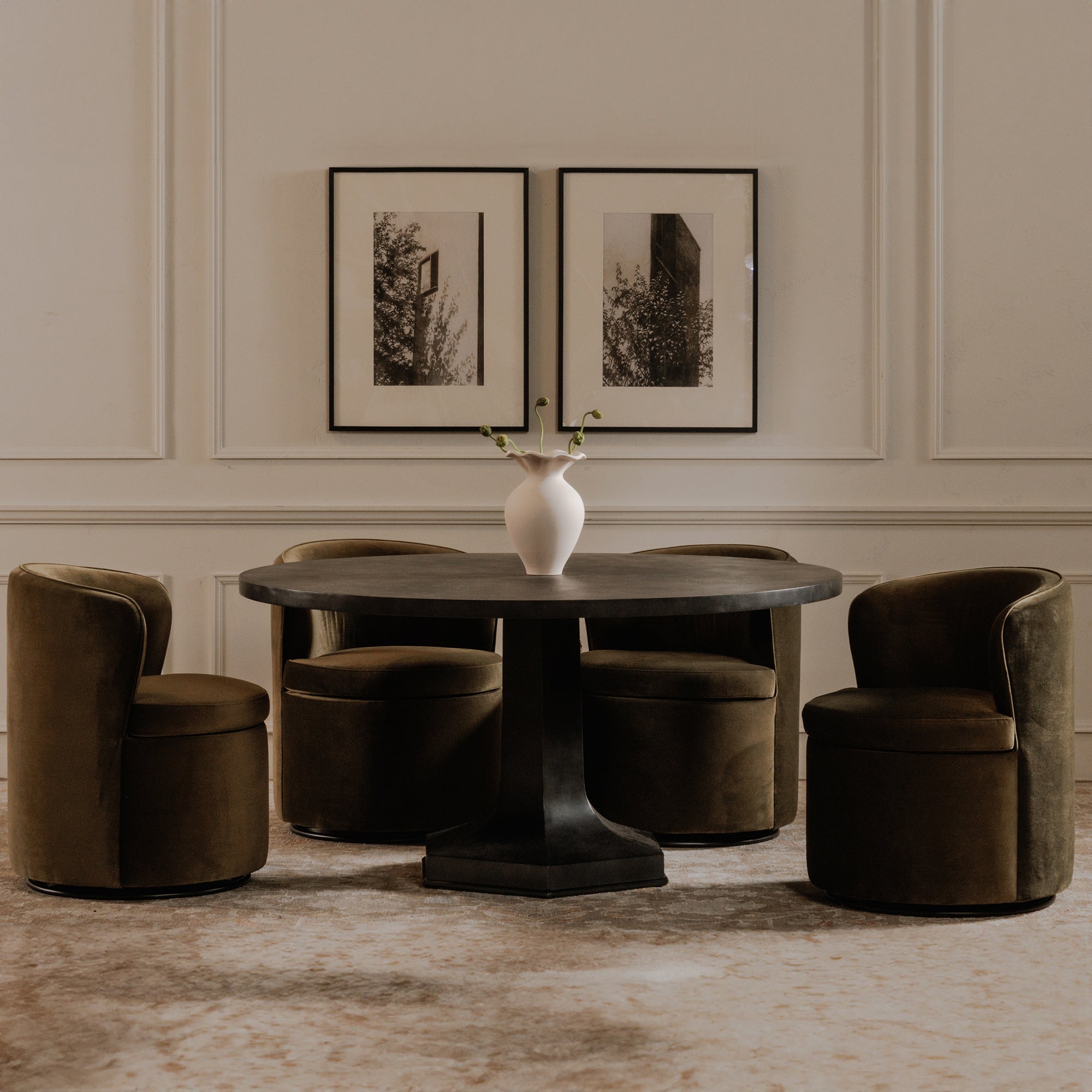 Dane Swivel Dining Chair Faux Green Mohair - Central Designs