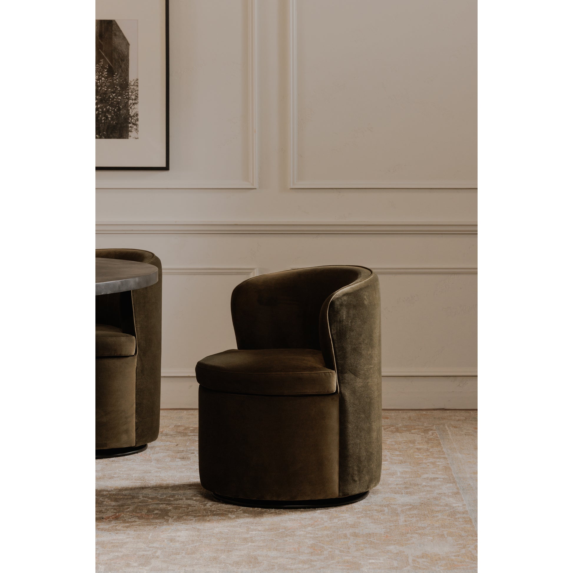 Dane Swivel Dining Chair Faux Green Mohair - Central Designs