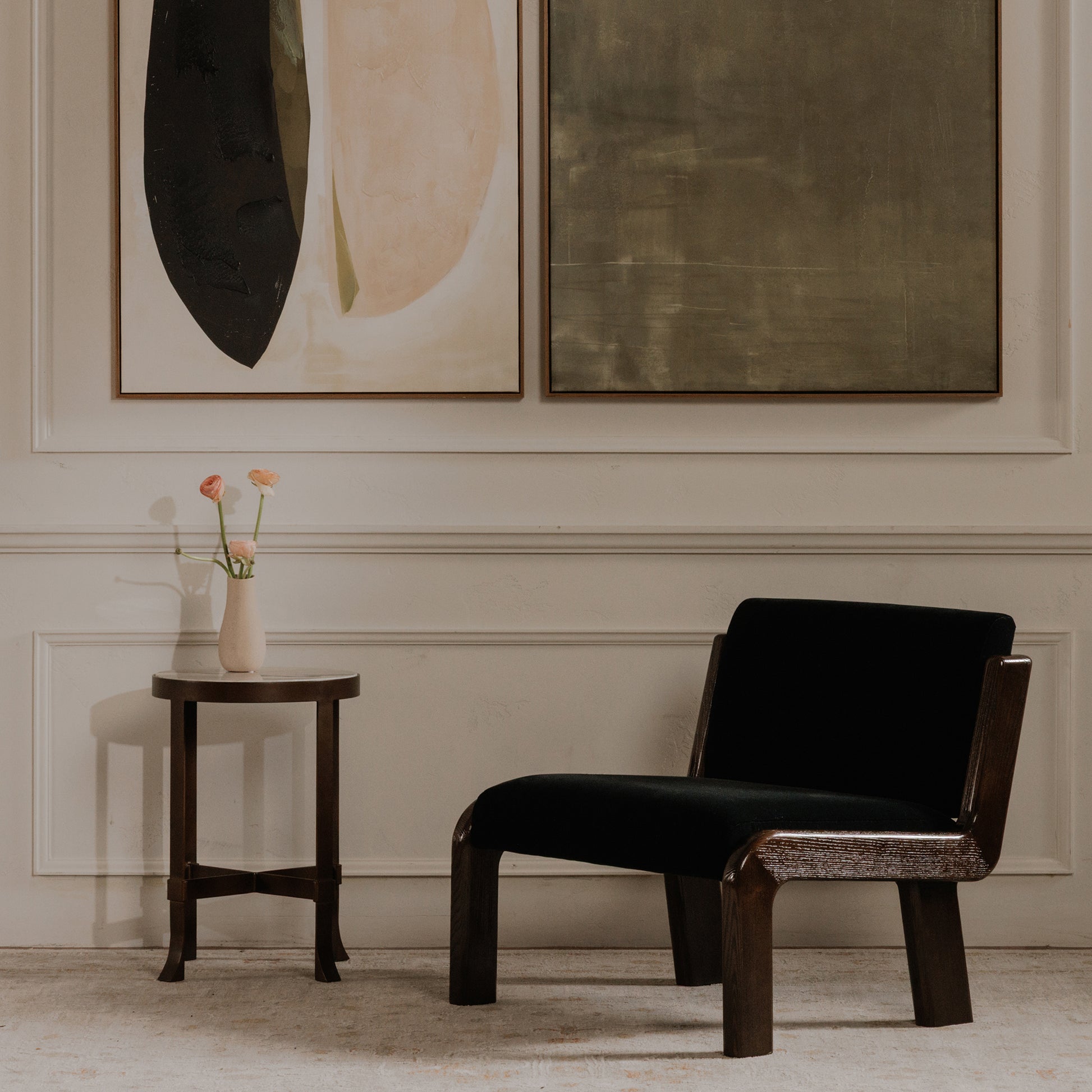 Edie Accent Chair Black Faux Mohair - Central Designs