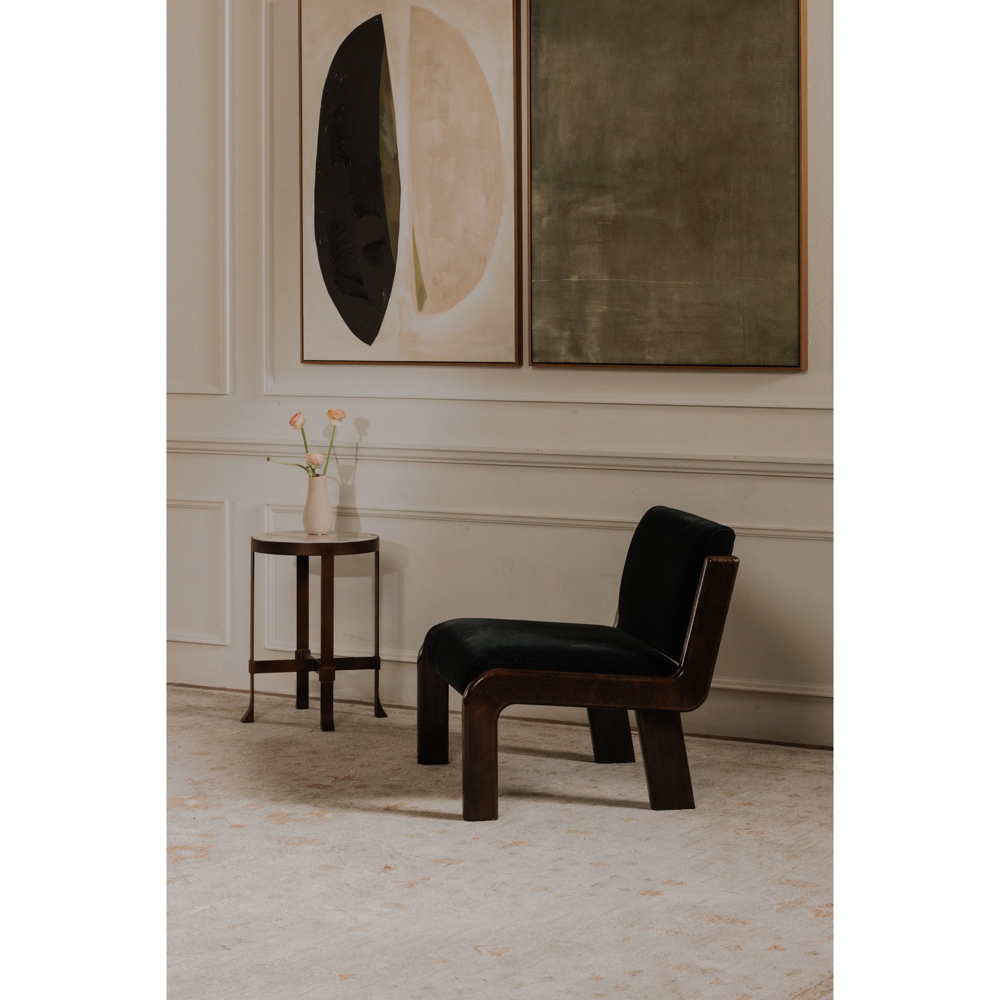 Edie Accent Chair Black Faux Mohair - Central Designs
