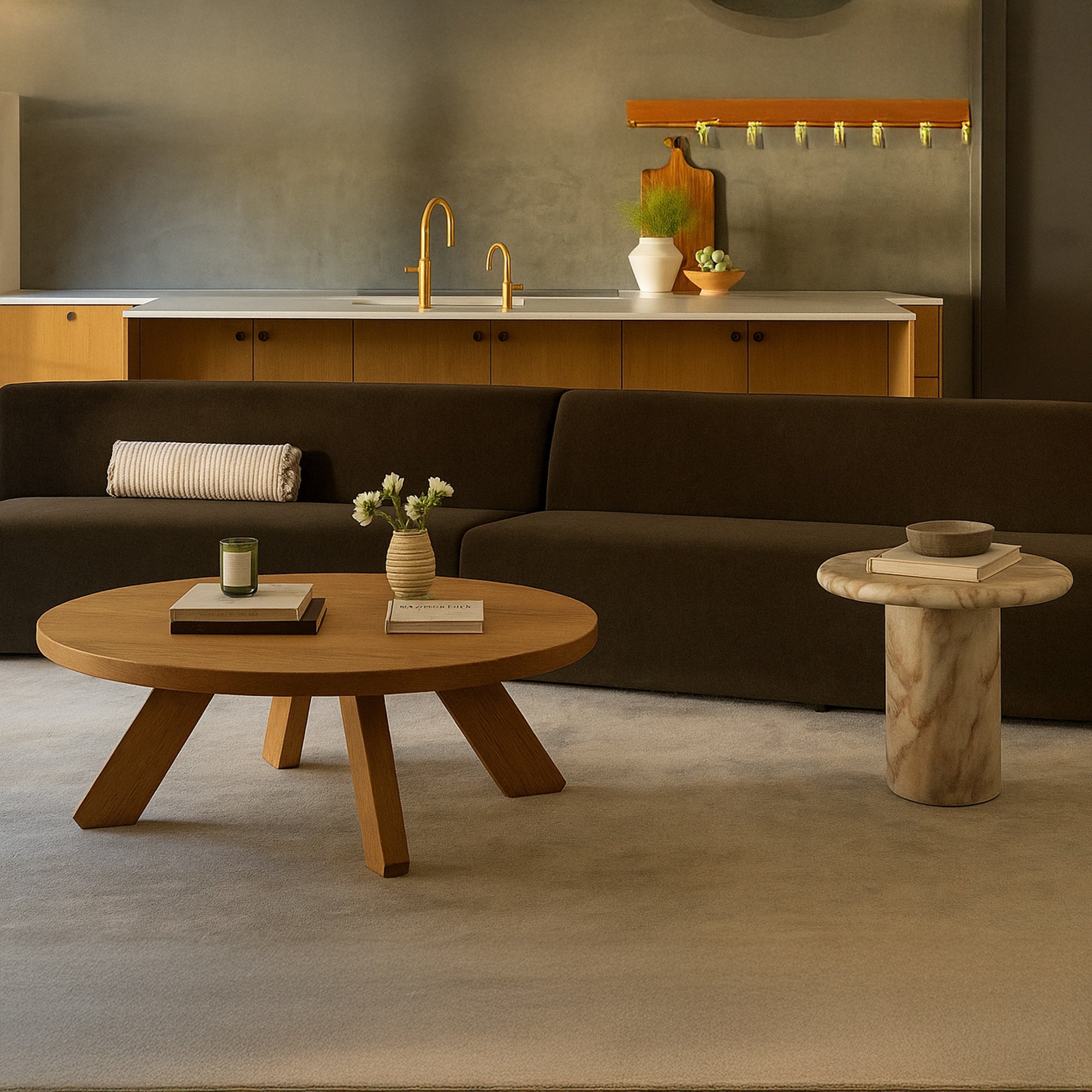 Naomi Convex Sofa Dark Brown - Central Designs