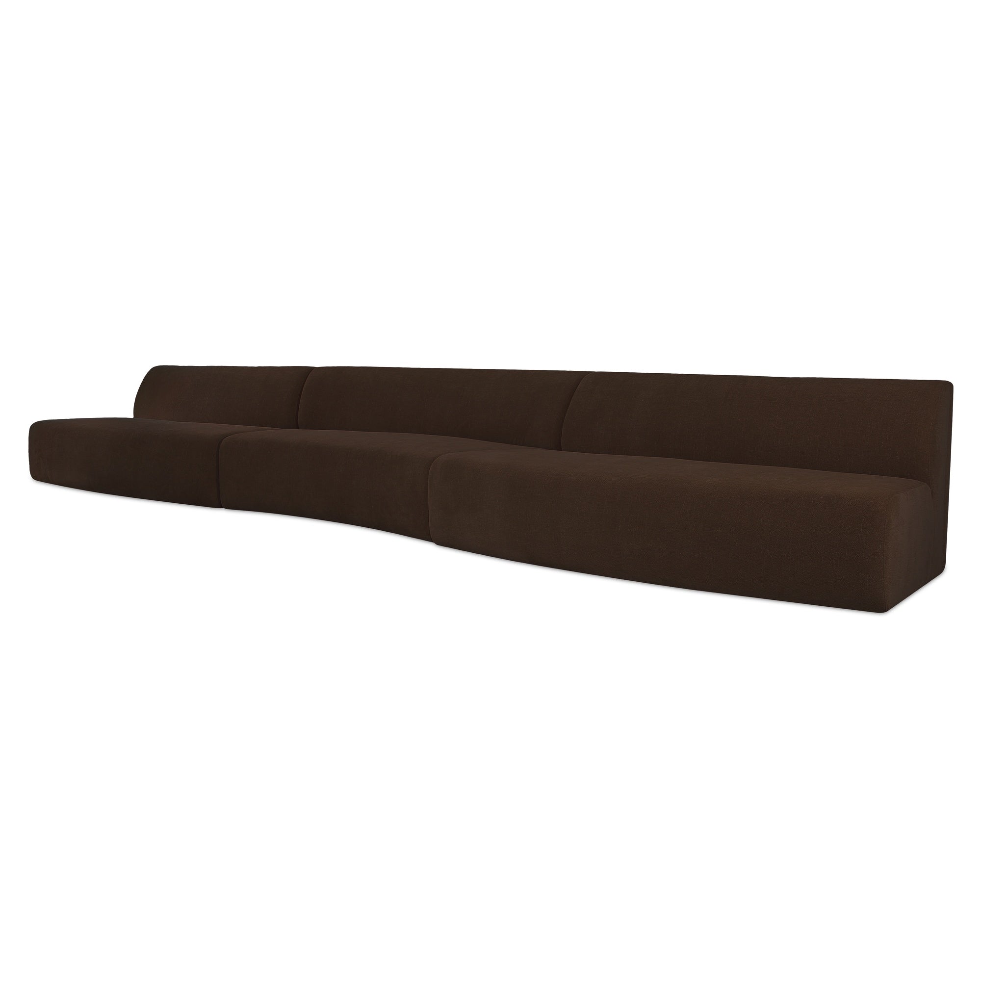 Naomi 3 Piece Wave Modular Sectional Dark Brown - Central Designs