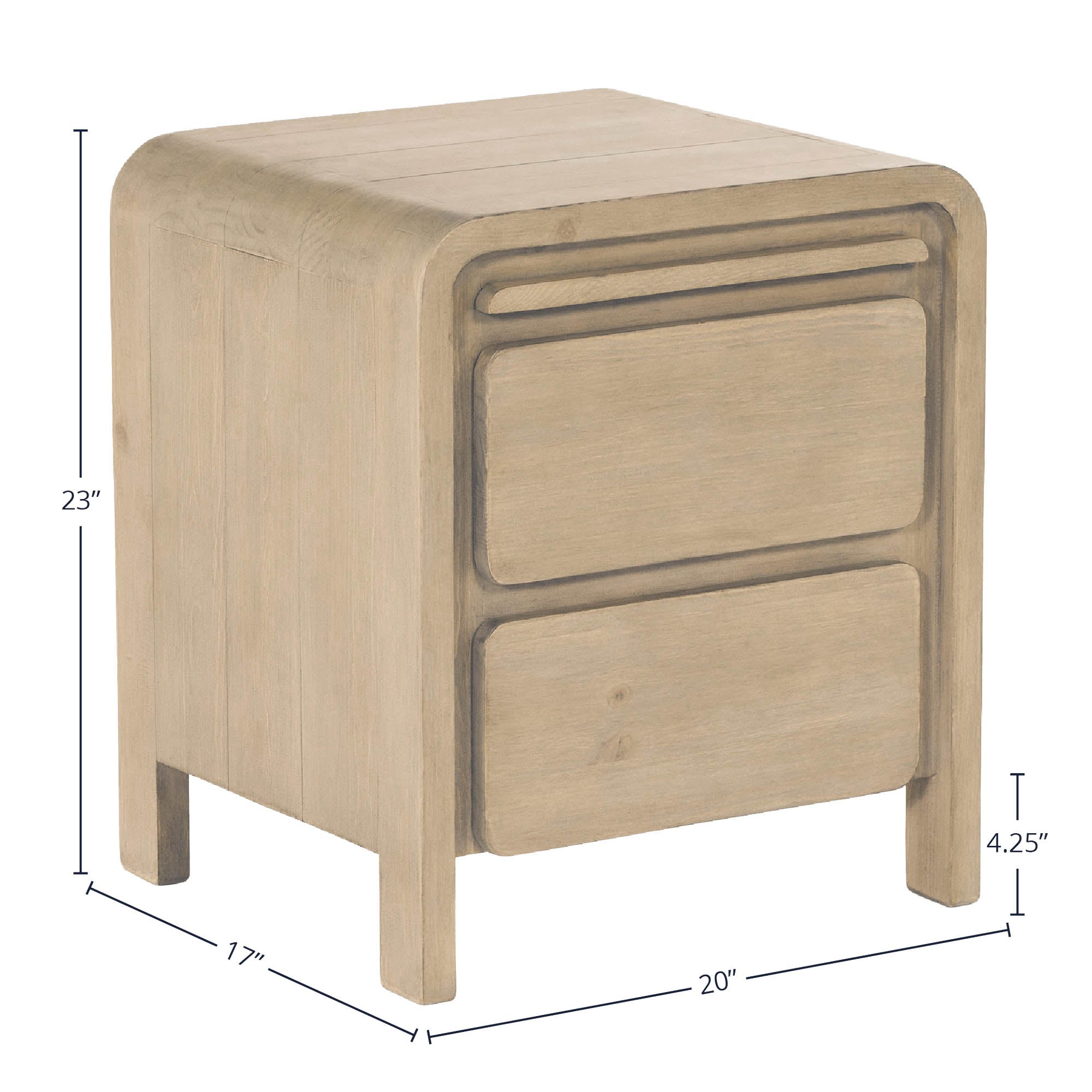 Opera 2 Drawer Nightstand - Scrubbed Teak - Central Designs