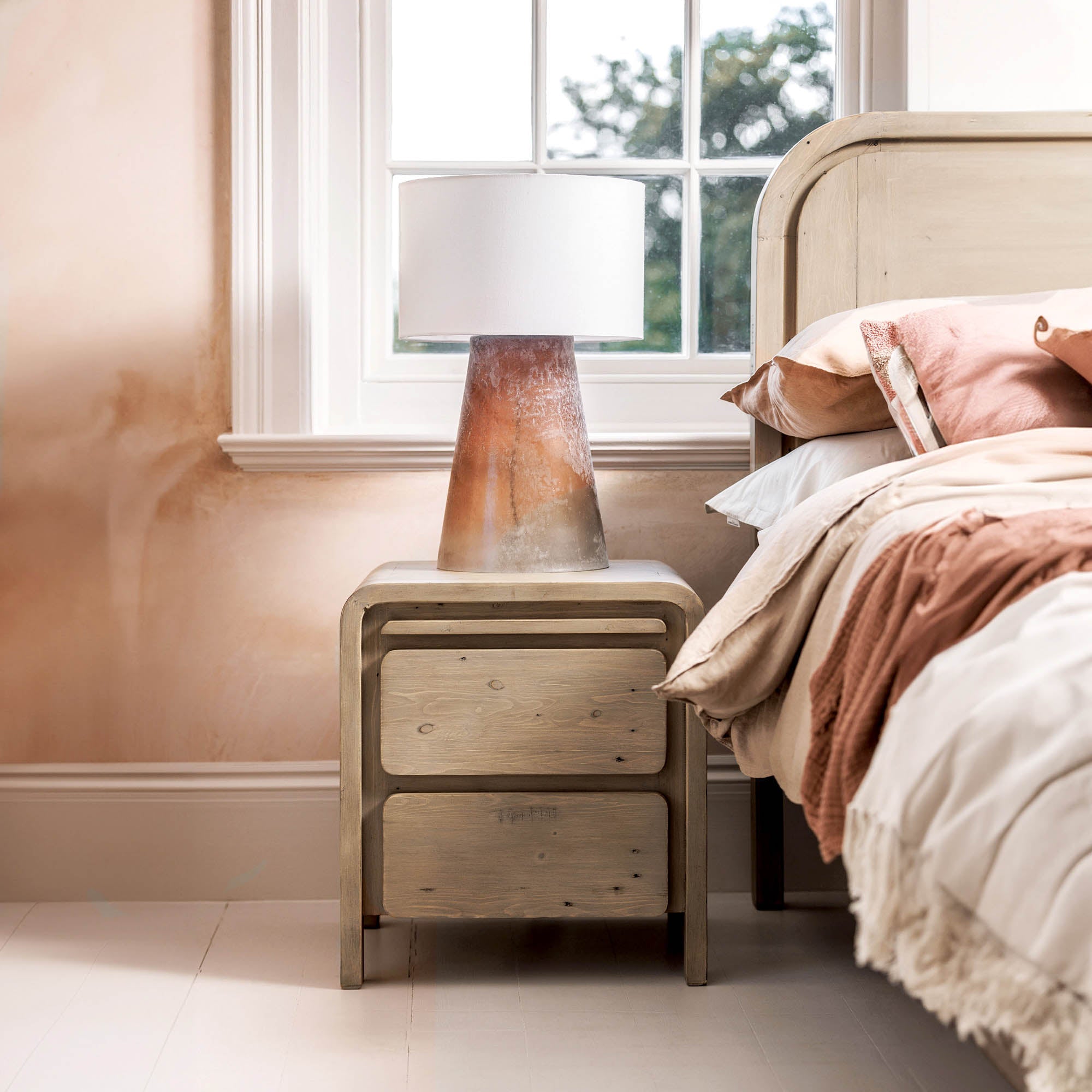 Opera 2 Drawer Nightstand - Scrubbed Teak - Central Designs