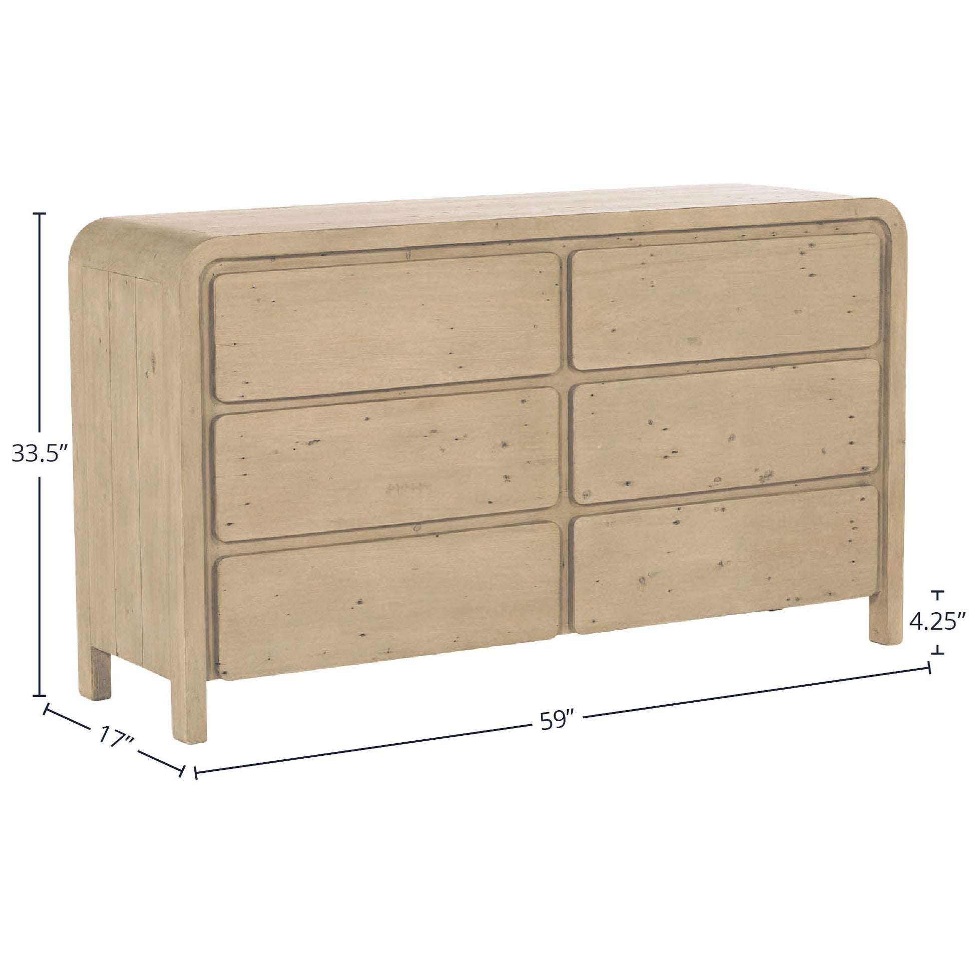 Opera 6 Drawer Dresser - Scrubbed Teak - Central Designs
