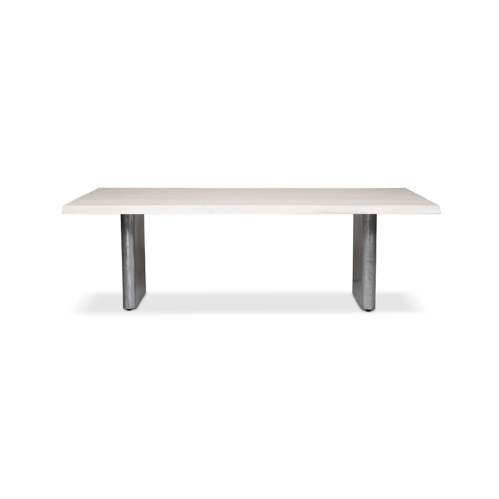 Brooks - Dining Table - Cast Slab Base - 40" x 116" - White Wash Top - Antique Nickel Base