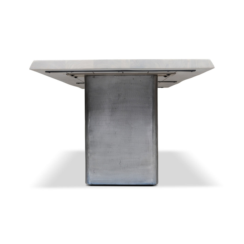Brooks - Dining Table - Cast Slab Base - 40" x 79" - White Wash Top - Antique Nickel Base